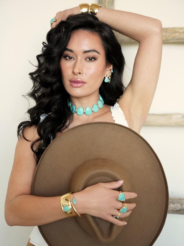 Turquoise Solstice Thick Cuff - Flying Tomato - Cuffs and Bangles - Ettika