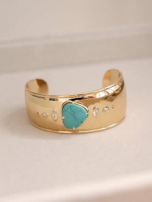 Turquoise Solstice Thick Cuff - Flying Tomato - Cuffs and Bangles - Ettika