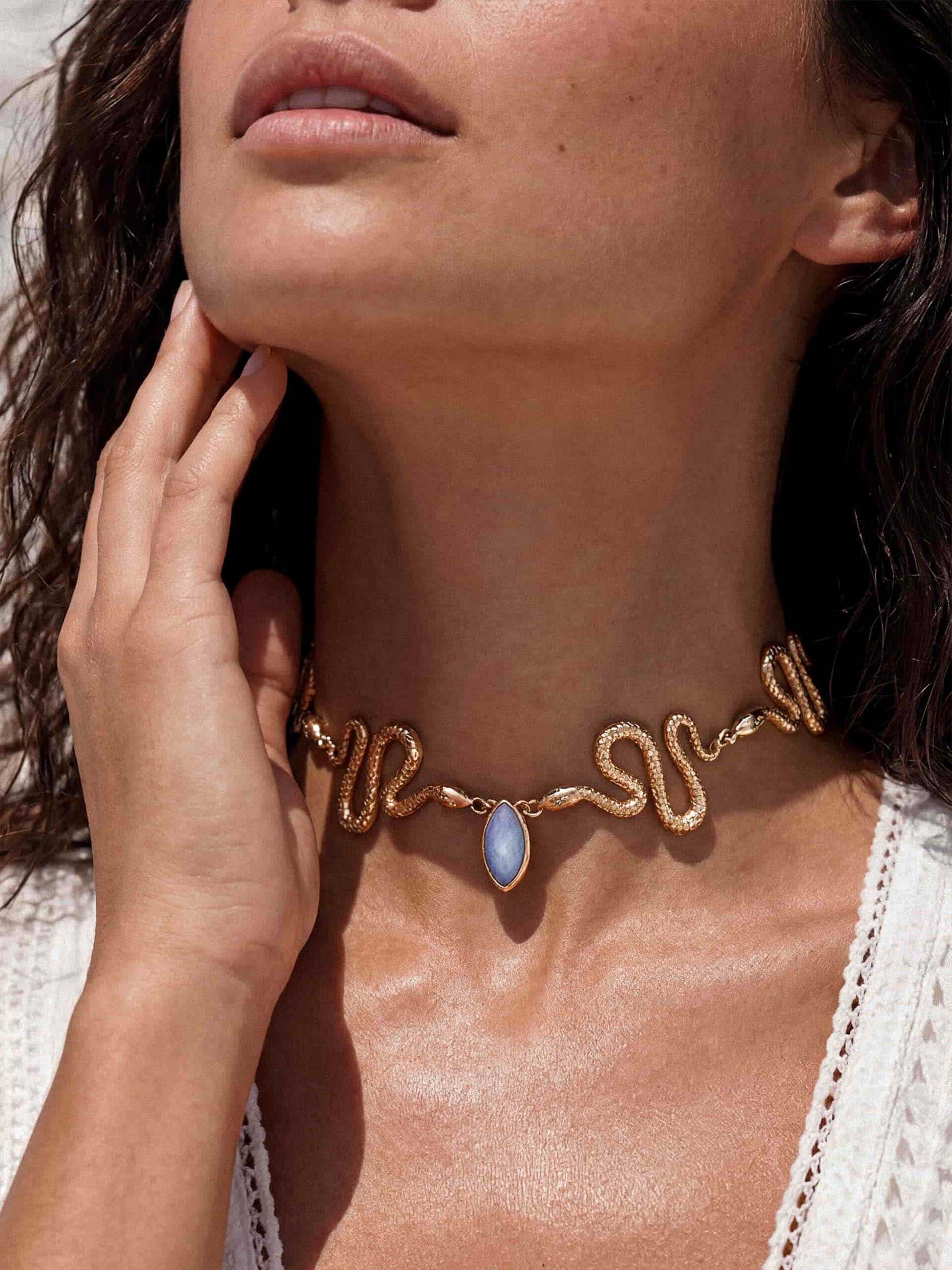 Mother of Pearl Serpentina Snake Choker.