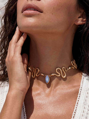 Mother of Pearl Serpentina Snake Choker.