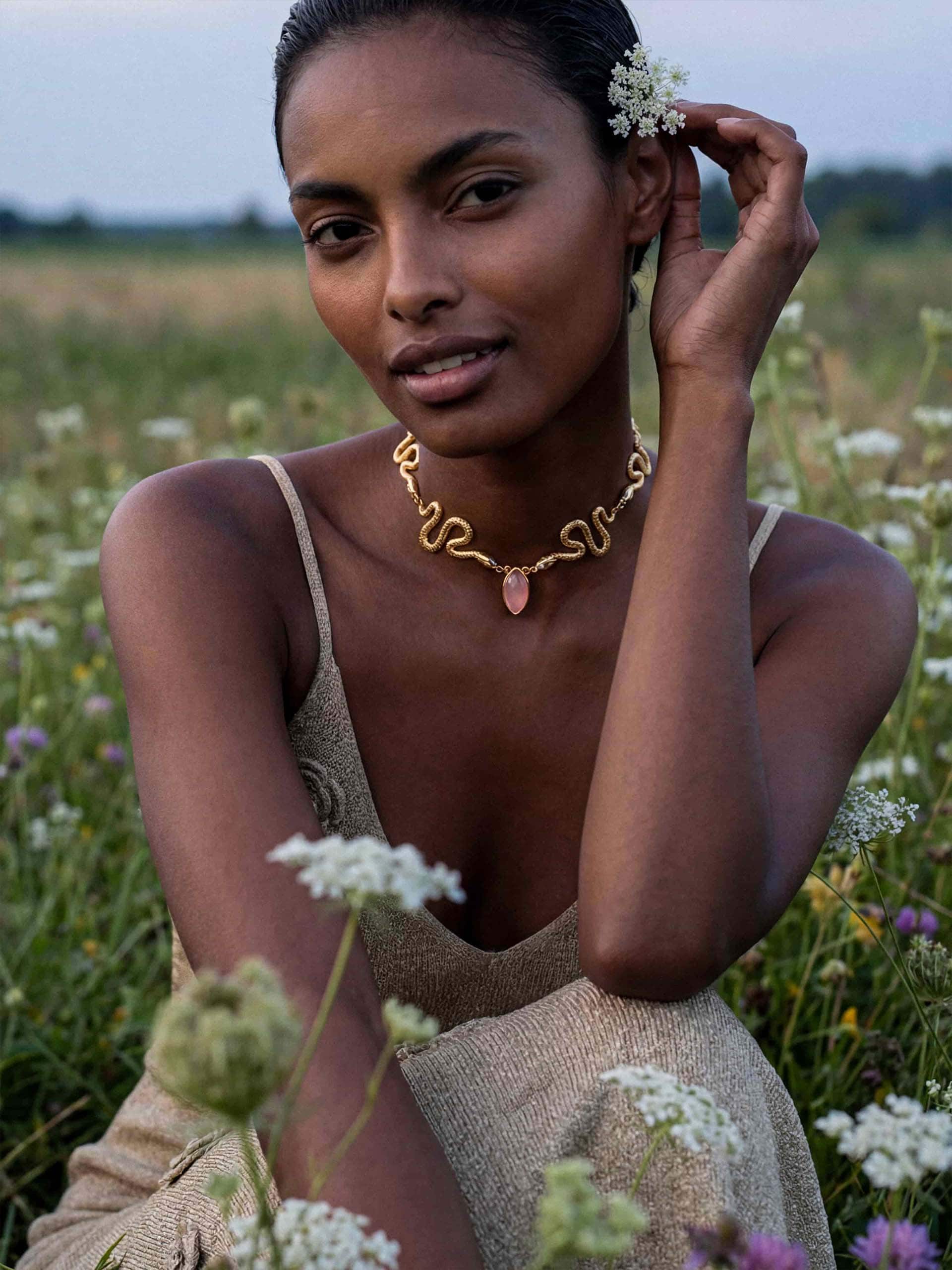 Mother of Pearl Serpentina Snake Choker.