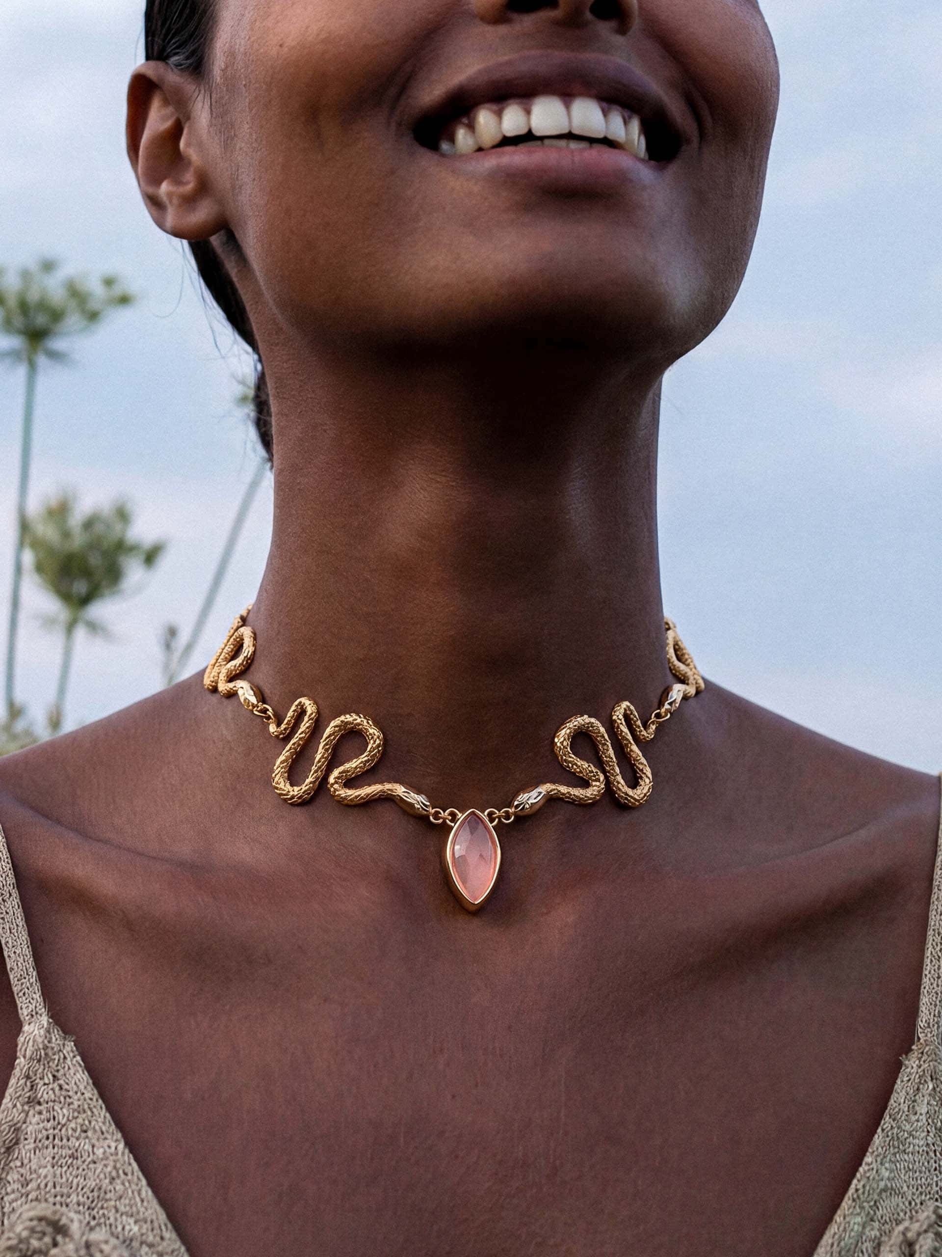 Mother of Pearl Serpentina Snake Choker.