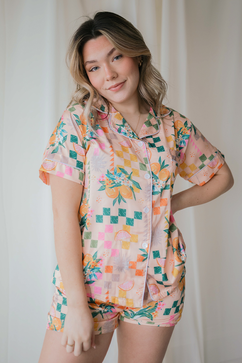 Checkered Picnic Satin Pajamas