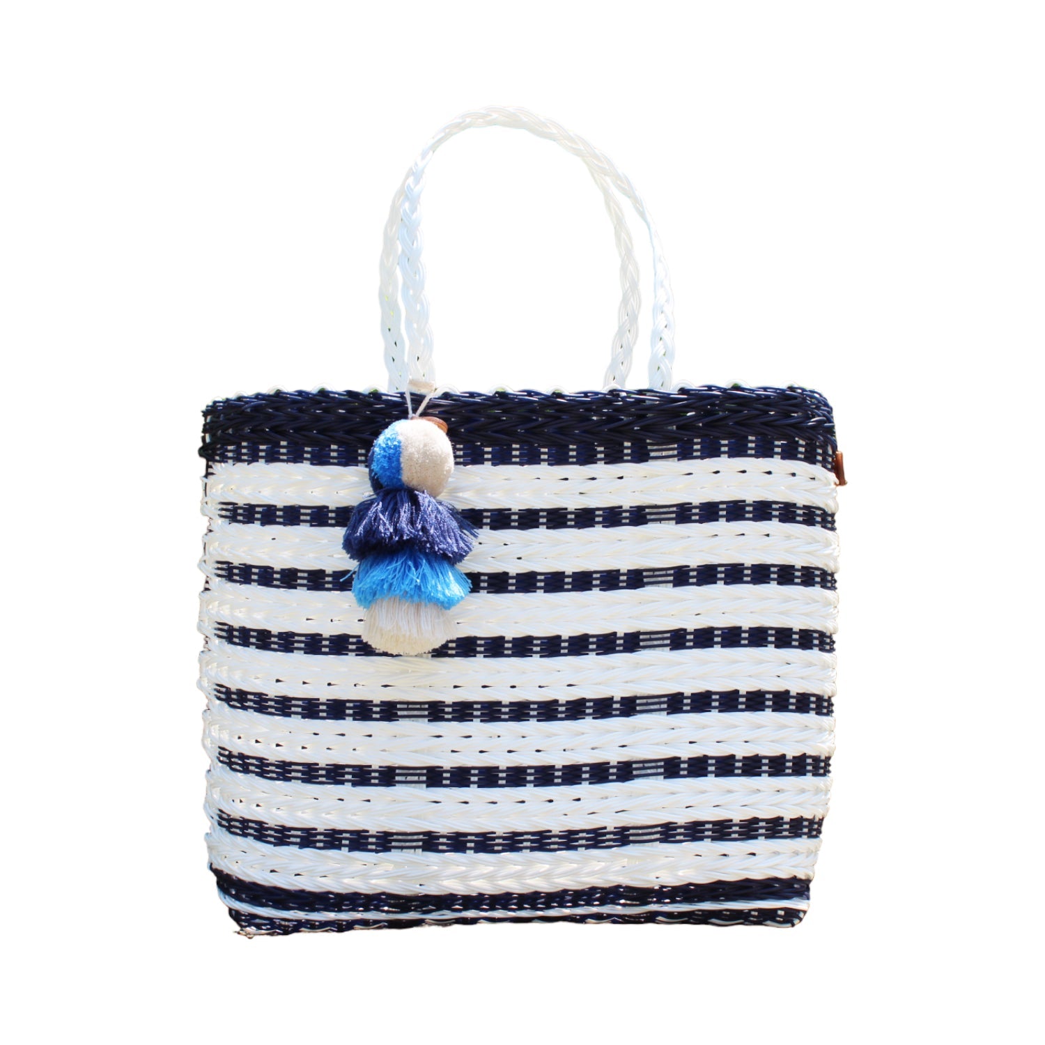 Coastal Knit Nautical Navy/White Citron Tote