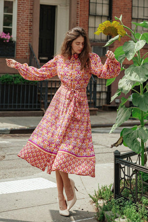 LIFETIME CELEBRATIONS WOVEN SHIRT DRESS.