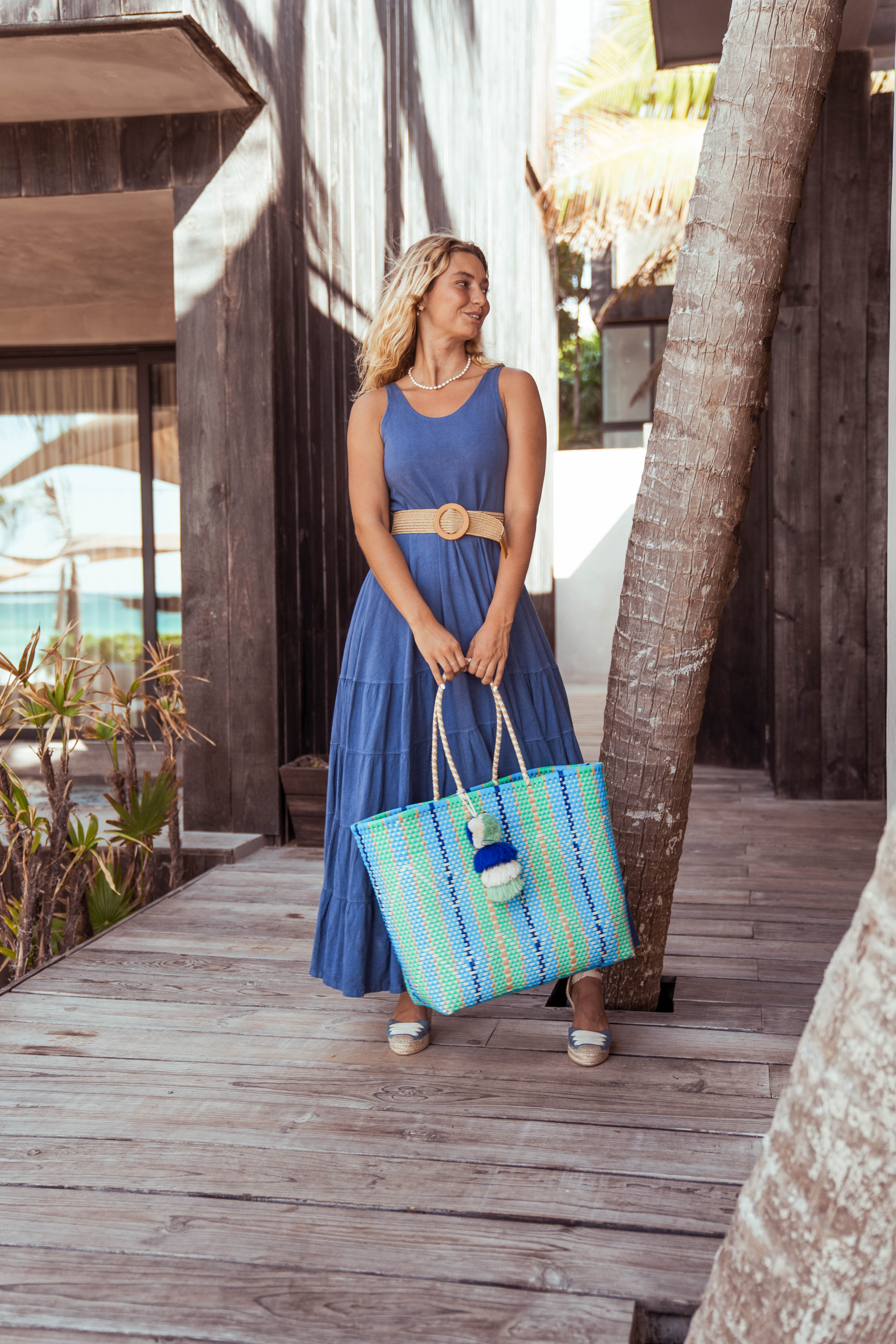 Large - Harbor View Citron Tote