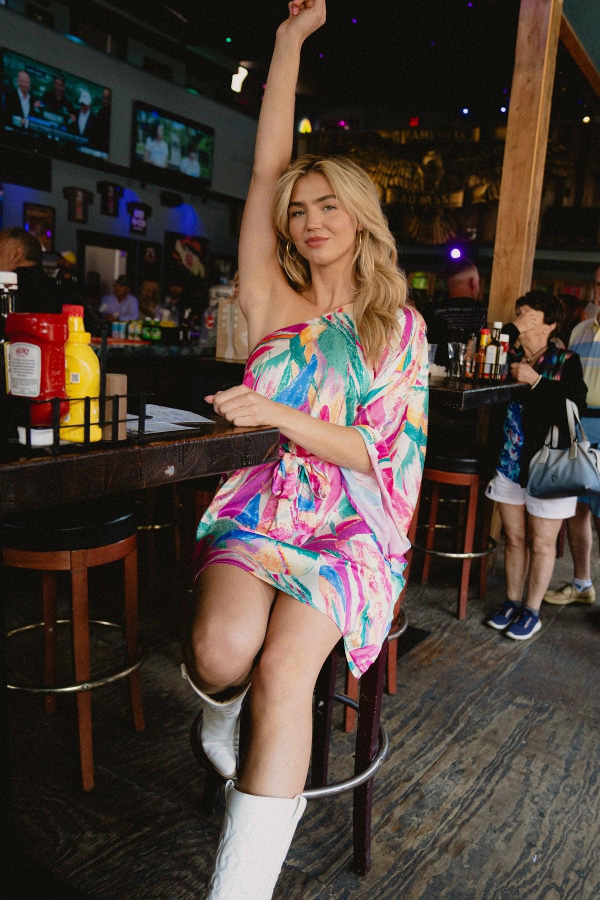 SANDY AFTERNOONS WOVEN MINI DRESS.