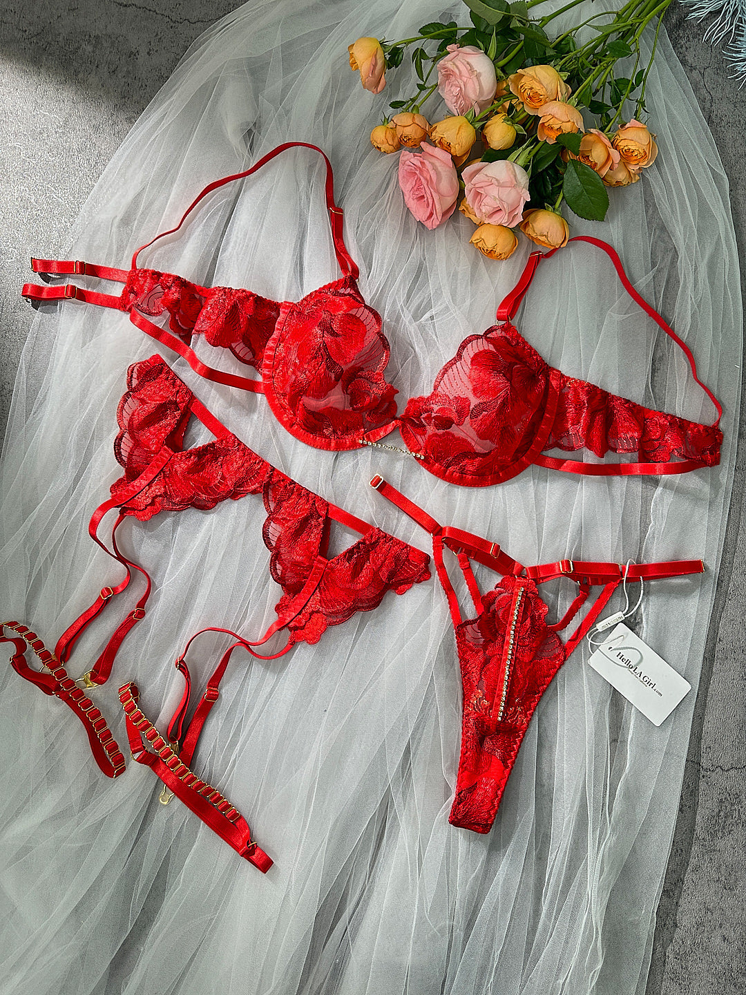 Luxurious Fancy Embroidered Sexy Lingerie Set