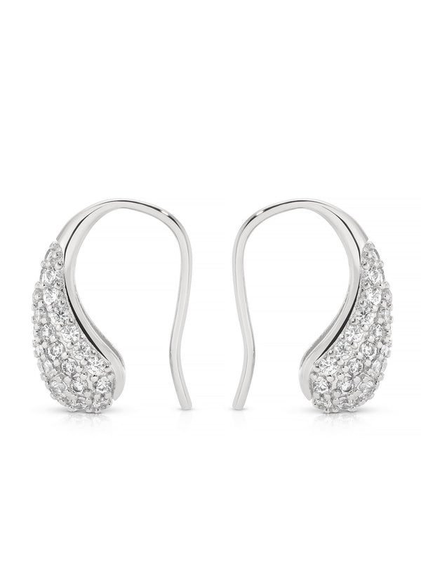 Hooked Pavé and Pearl Earrings - Flying Tomato - Earrings - Ettika