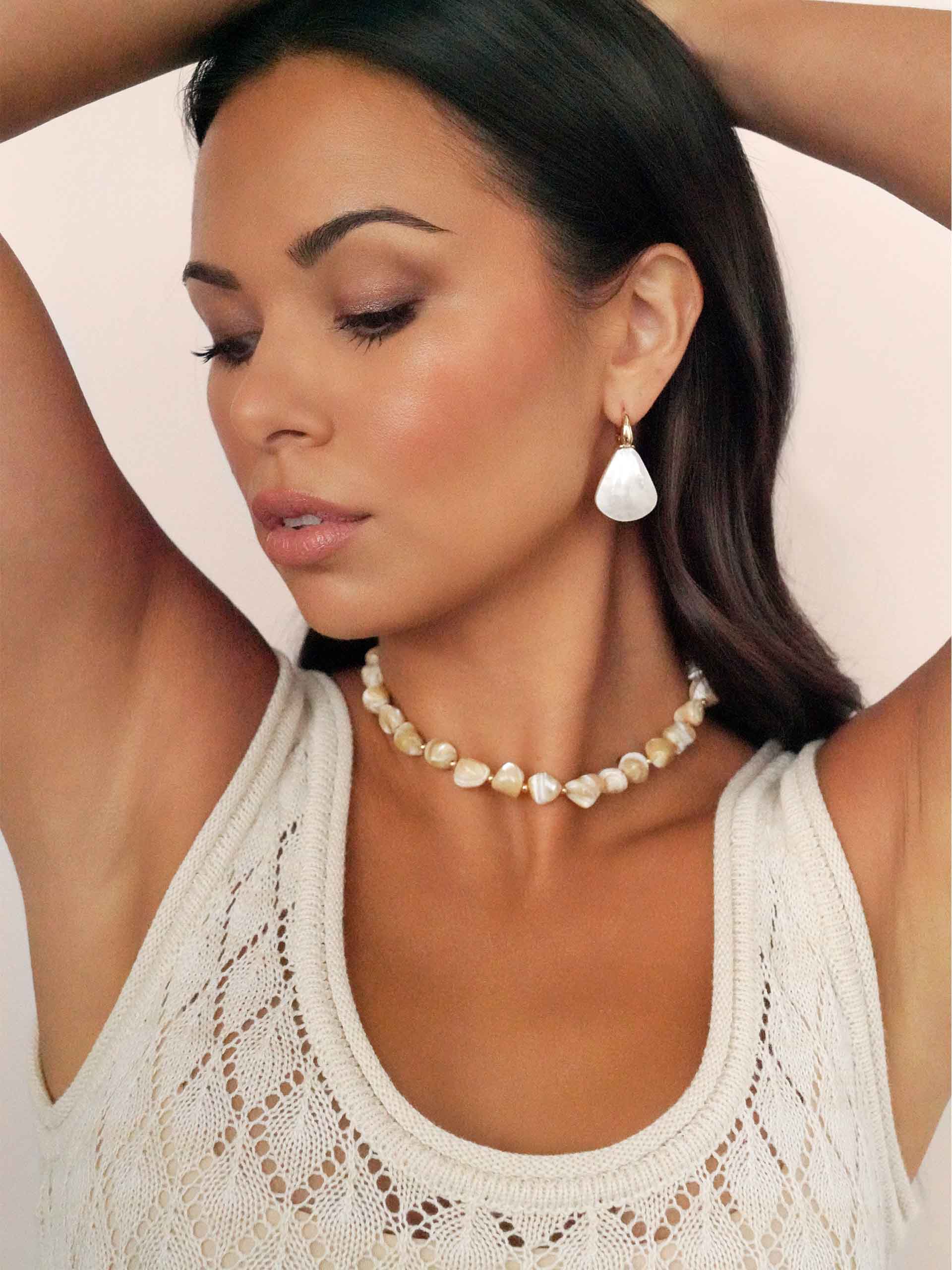 Sun-Kissed Pearl Earrings.