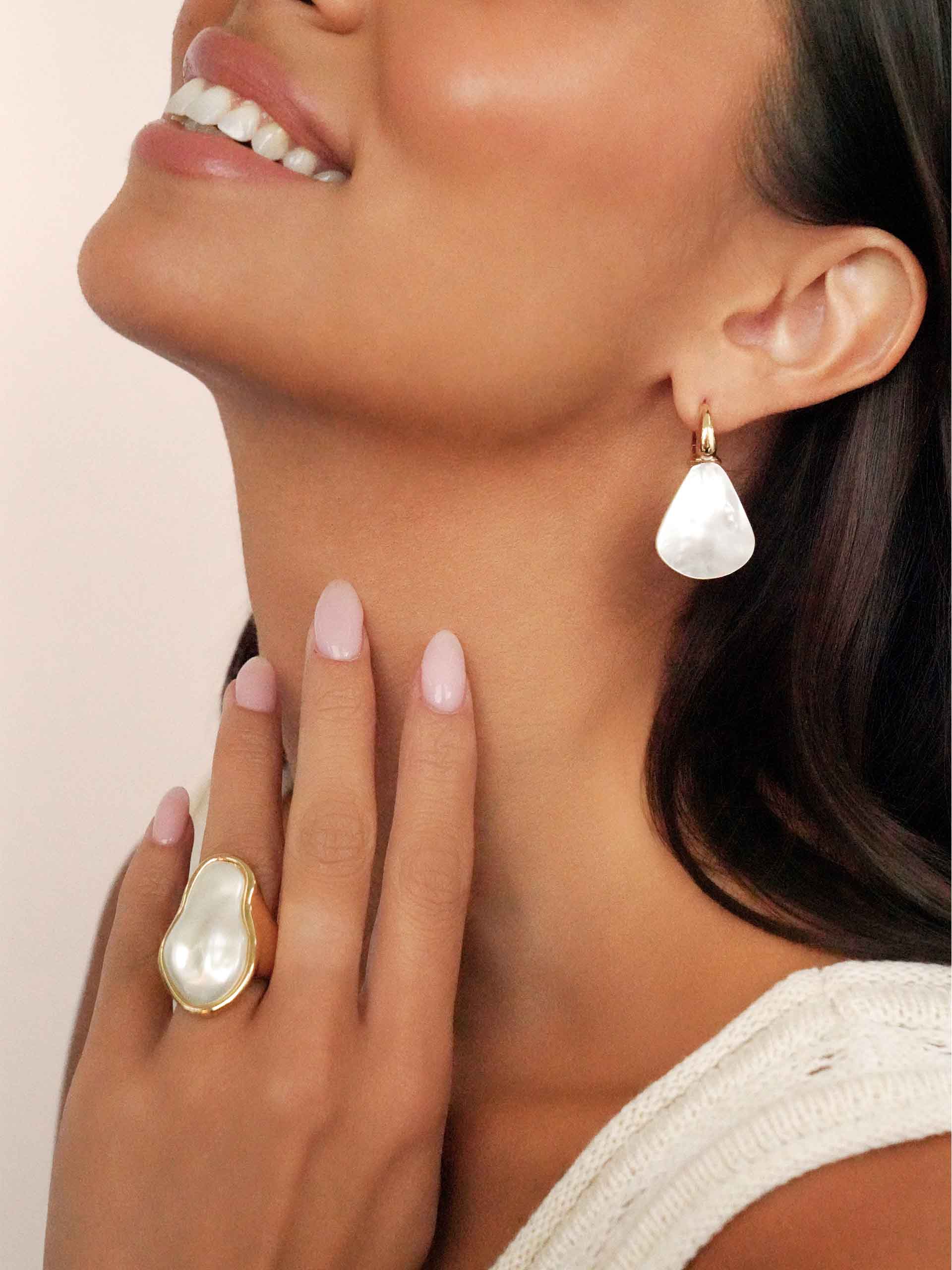 Sun-Kissed Pearl Earrings.