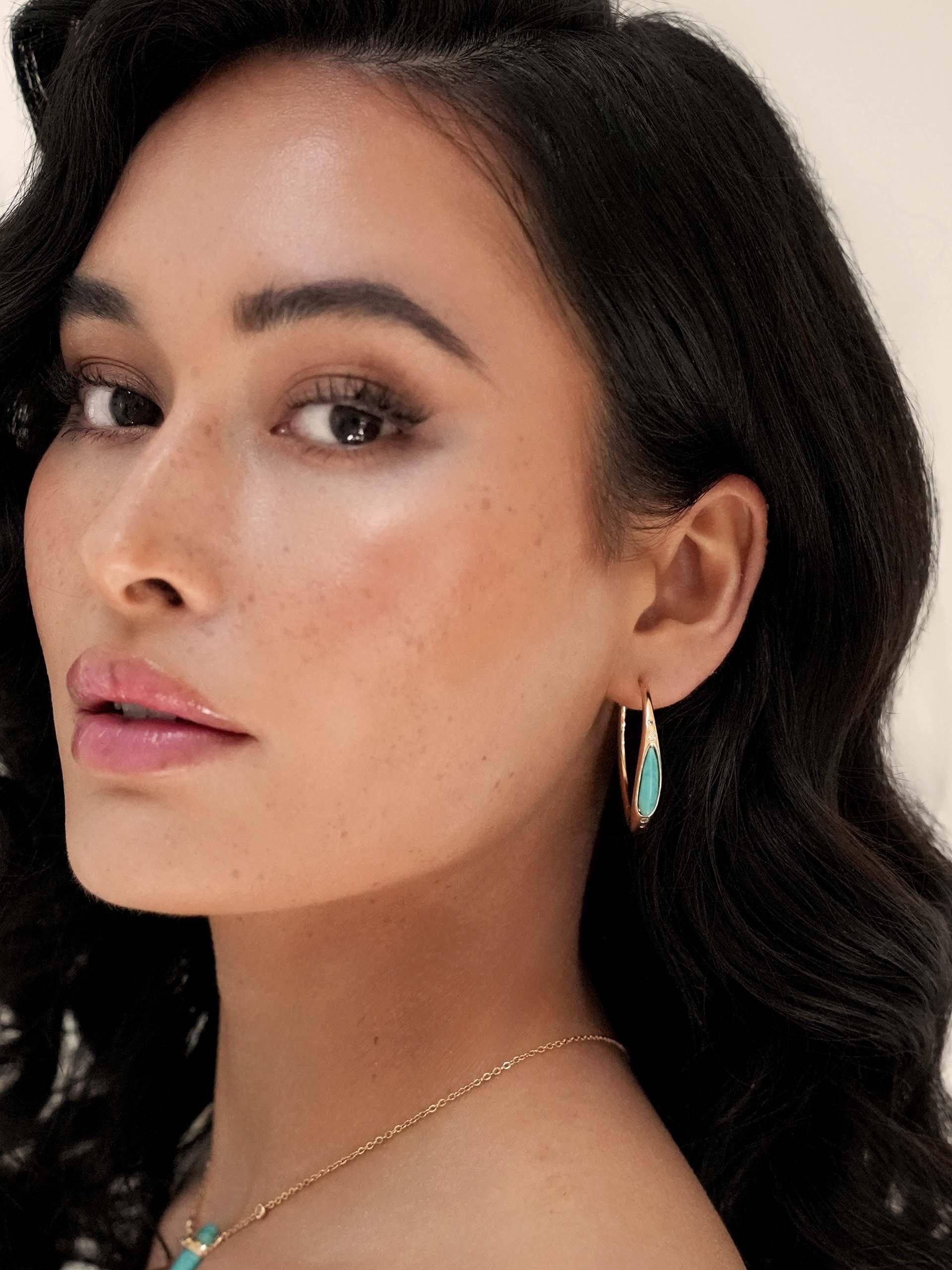 Turquoise Solstice Hoops - Flying Tomato - Earrings - Ettika