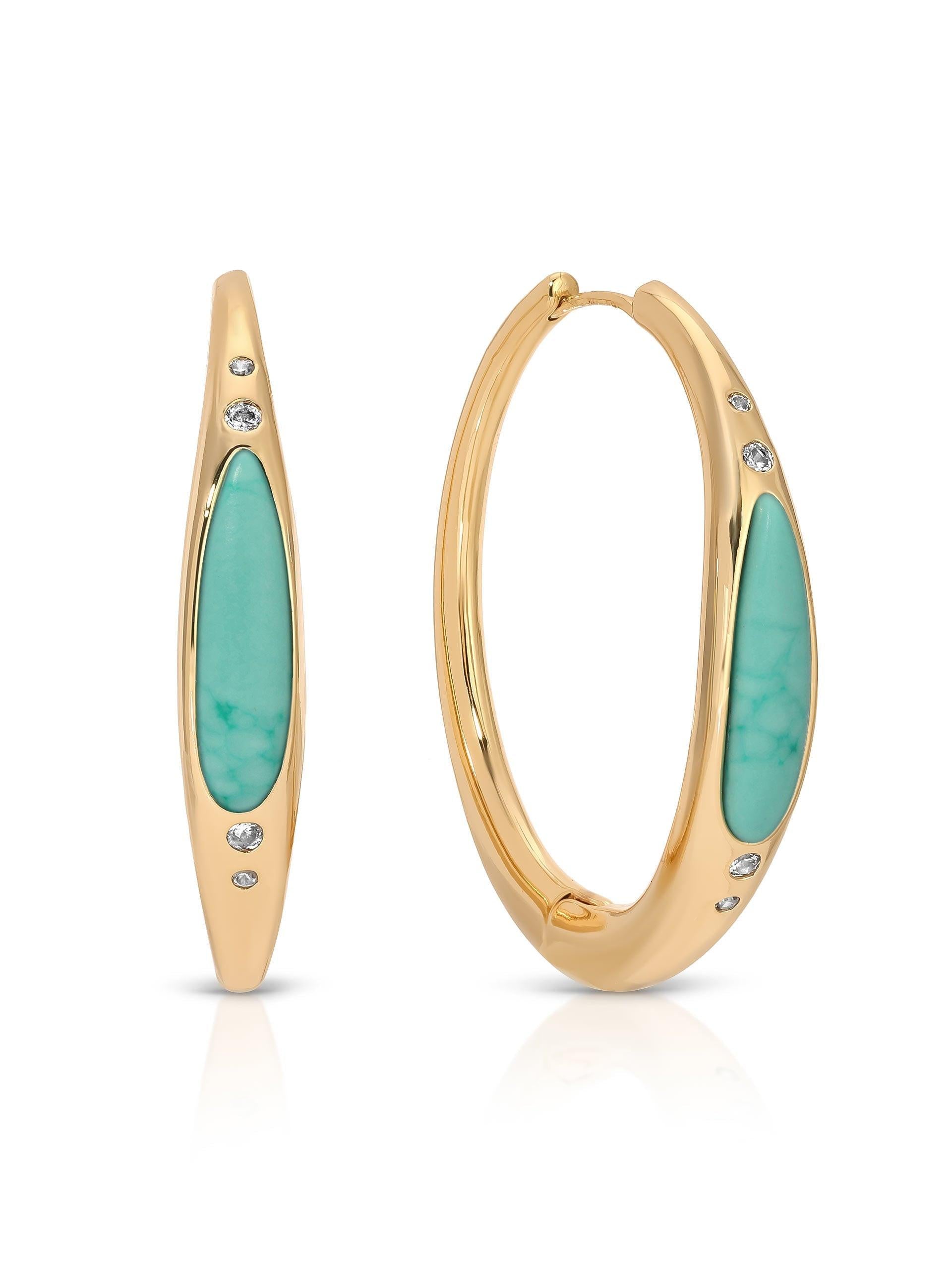 Turquoise Solstice Hoops - Flying Tomato - Earrings - Ettika