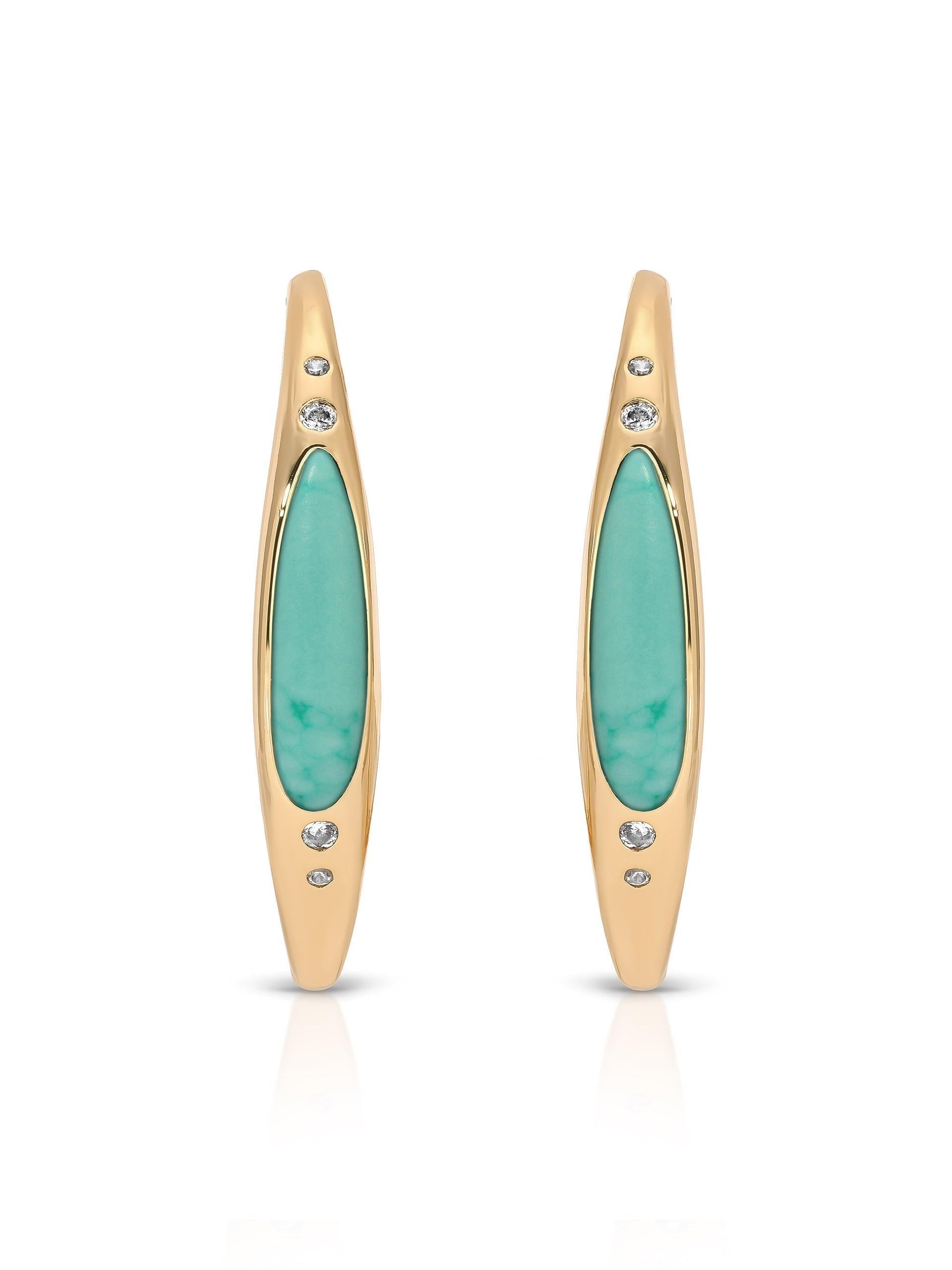 Turquoise Solstice Hoops - Flying Tomato - Earrings - Ettika