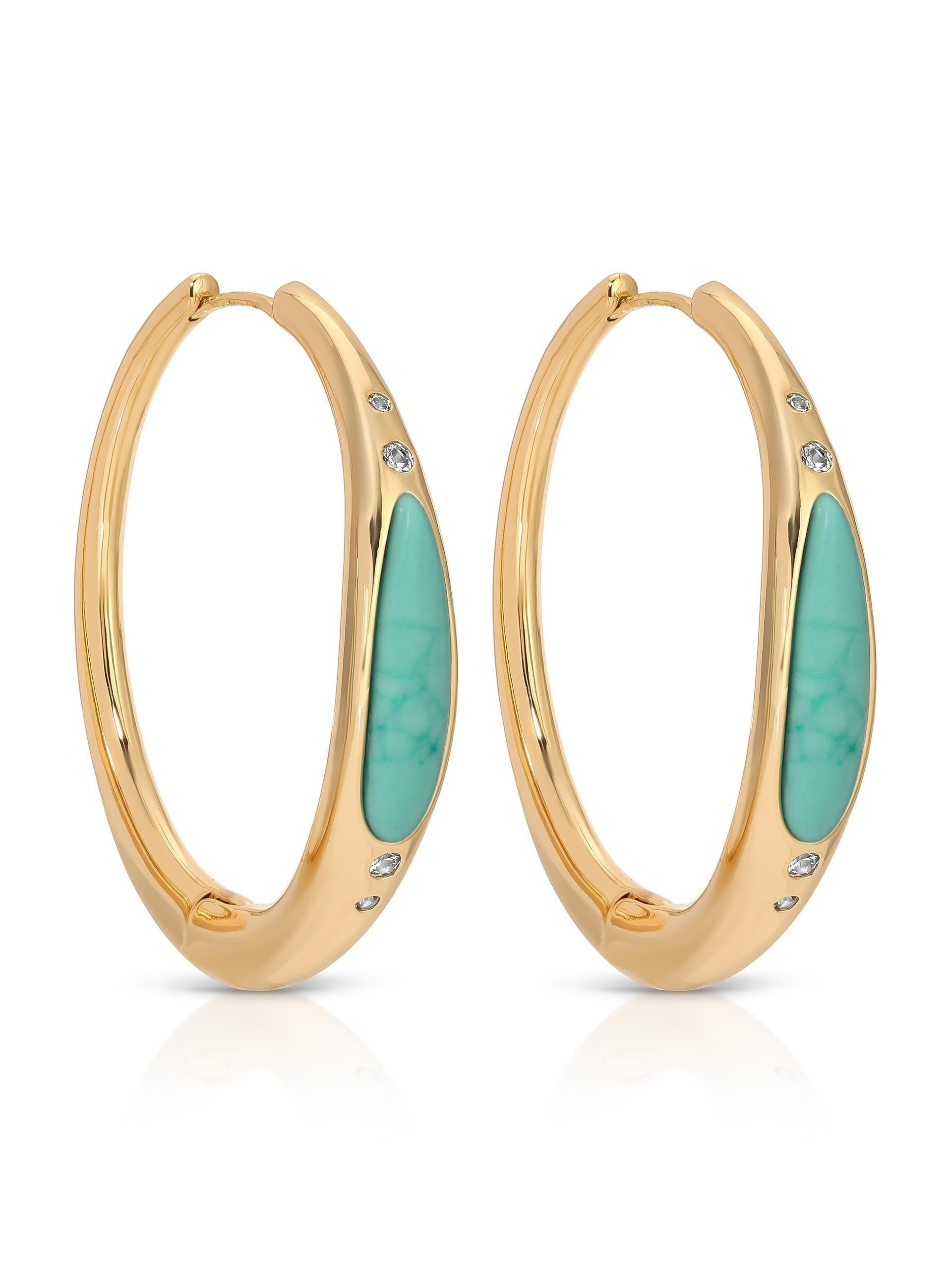 Turquoise Solstice Hoops - Flying Tomato - Earrings - Ettika