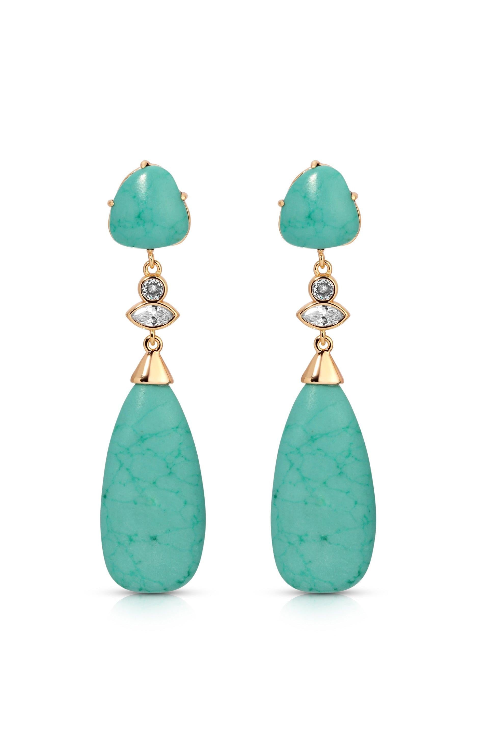 Turquoise Solstice Drop Earrings - Flying Tomato - Earrings - Ettika
