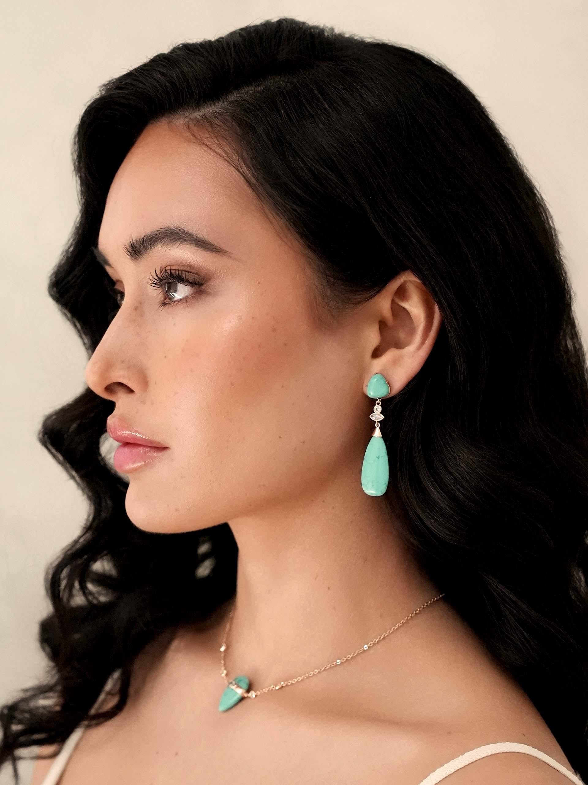 Turquoise Solstice Drop Earrings - Flying Tomato - Earrings - Ettika
