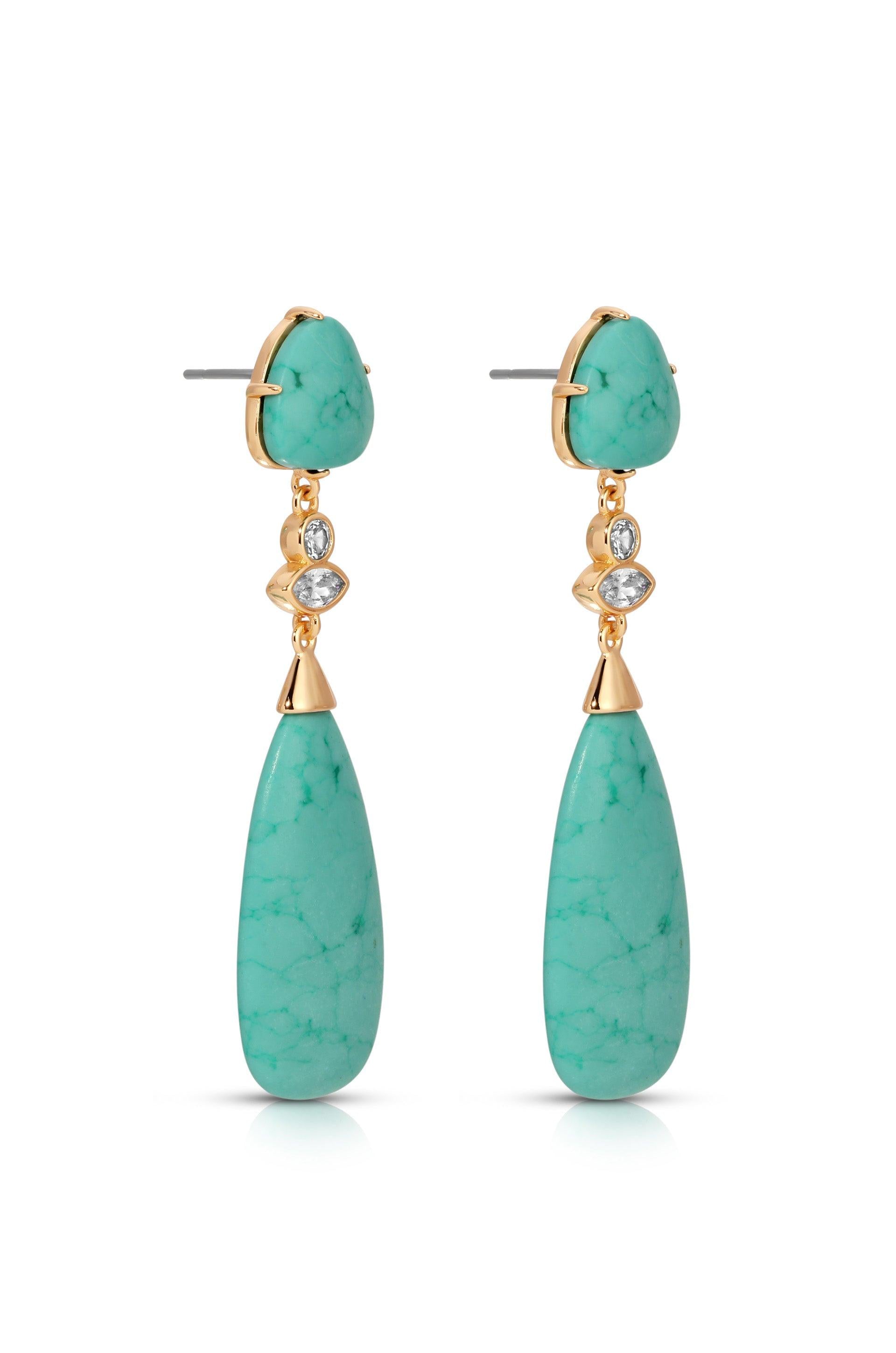 Turquoise Solstice Drop Earrings - Flying Tomato - Earrings - Ettika