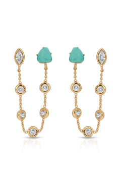 Double Piercing Turquoise Earrings - Flying Tomato - Earrings - Ettika