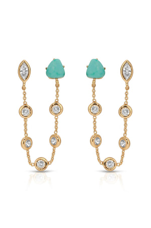 Double Piercing Turquoise Earrings - Flying Tomato - Earrings - Ettika