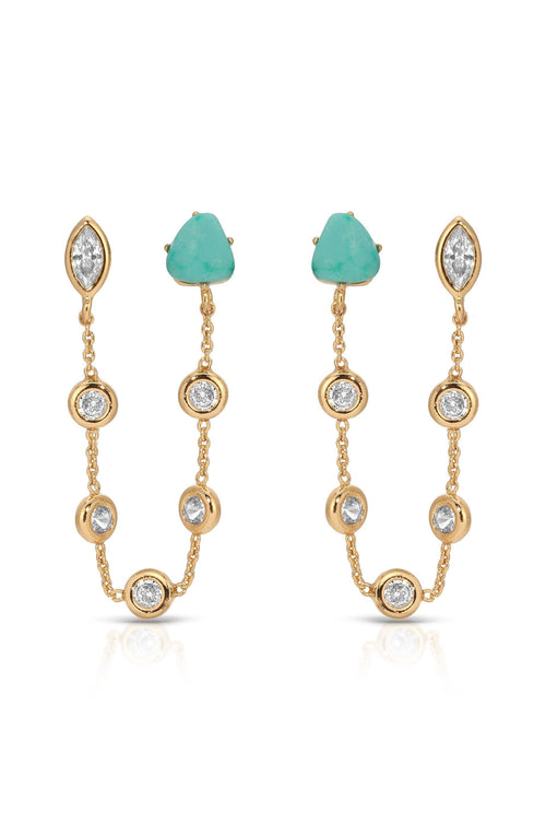 Double Piercing Turquoise Earrings - Flying Tomato - Earrings - Ettika