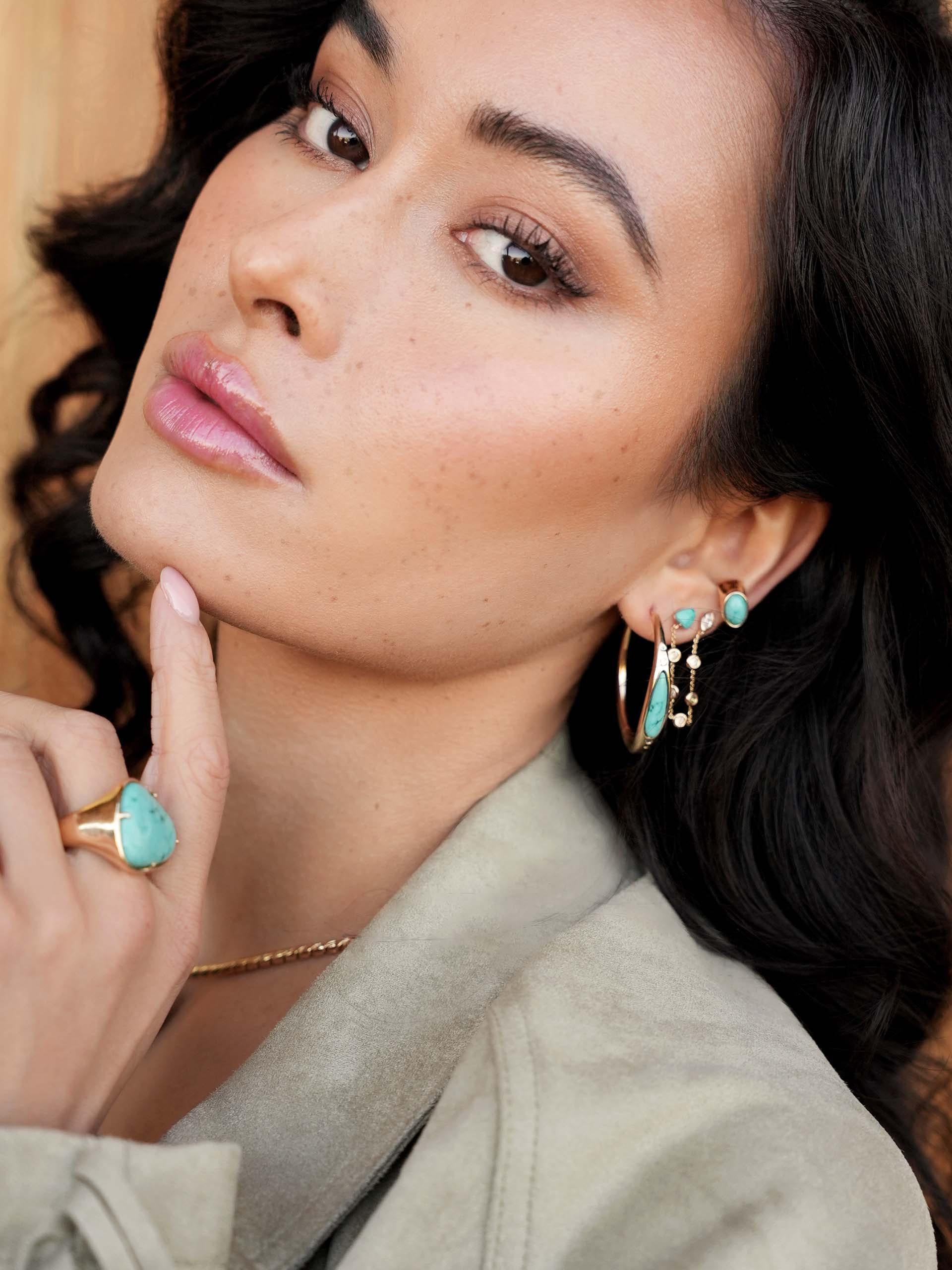 Double Piercing Turquoise Earrings - Flying Tomato - Earrings - Ettika