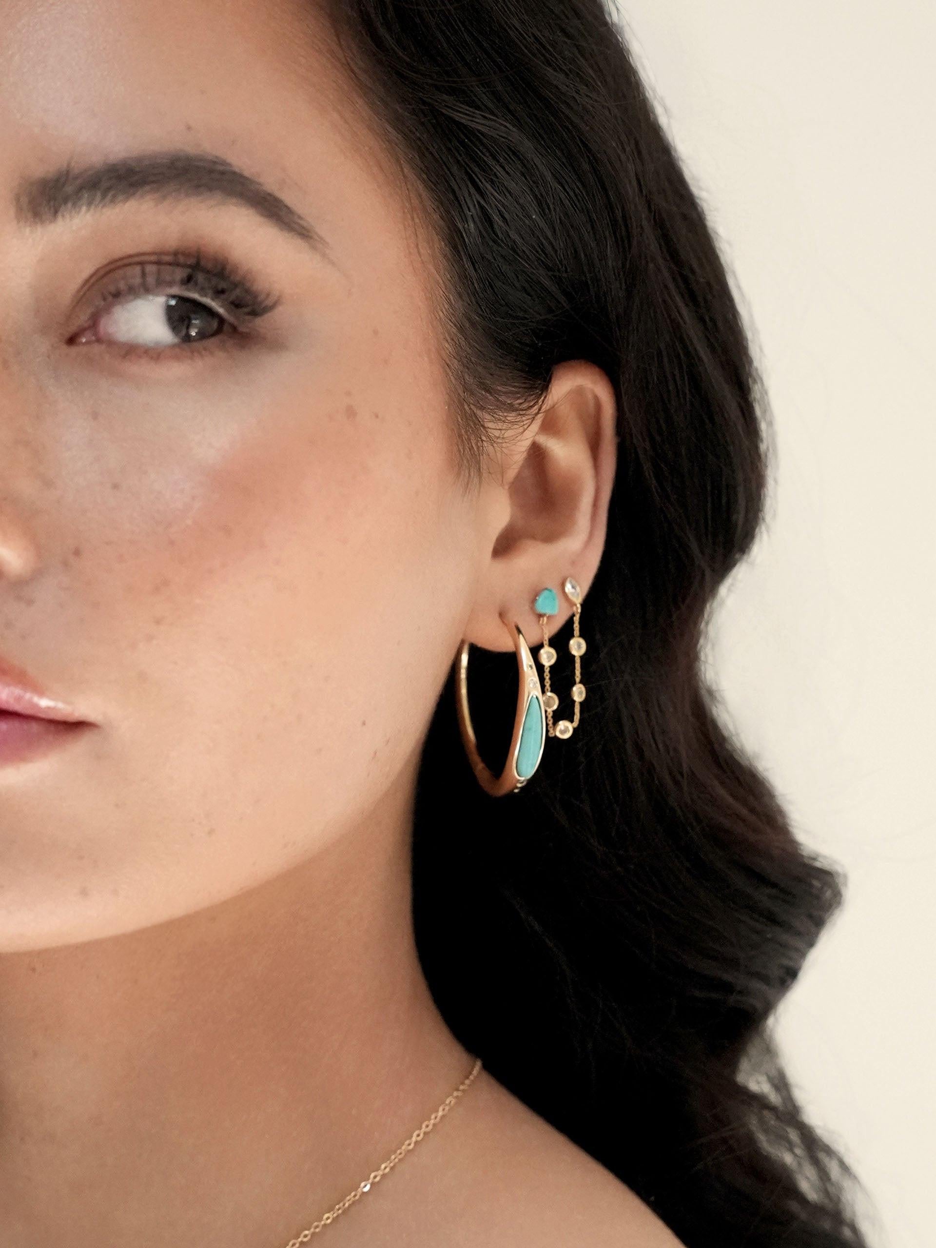 Double Piercing Turquoise Earrings - Flying Tomato - Earrings - Ettika
