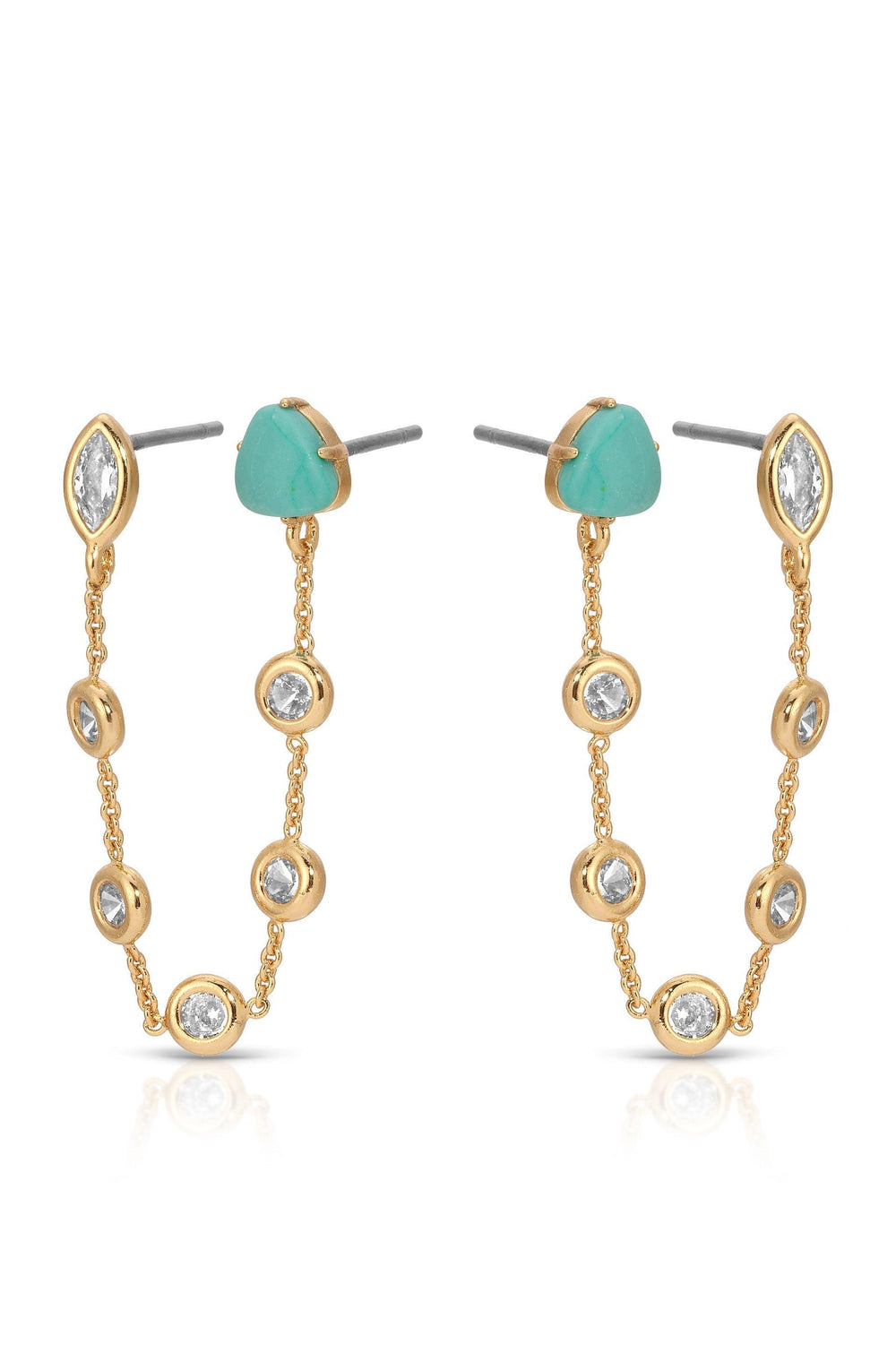 Double Piercing Turquoise Earrings - Flying Tomato - Earrings - Ettika