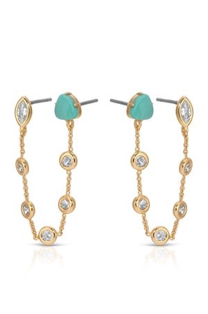 Double Piercing Turquoise Earrings - Flying Tomato - Earrings - Ettika