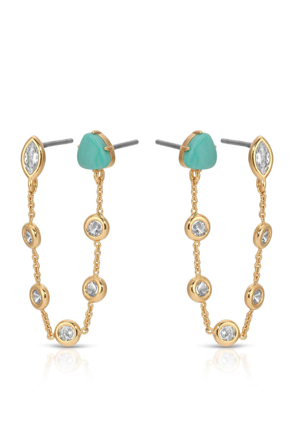 Double Piercing Turquoise Earrings - Flying Tomato - Earrings - Ettika