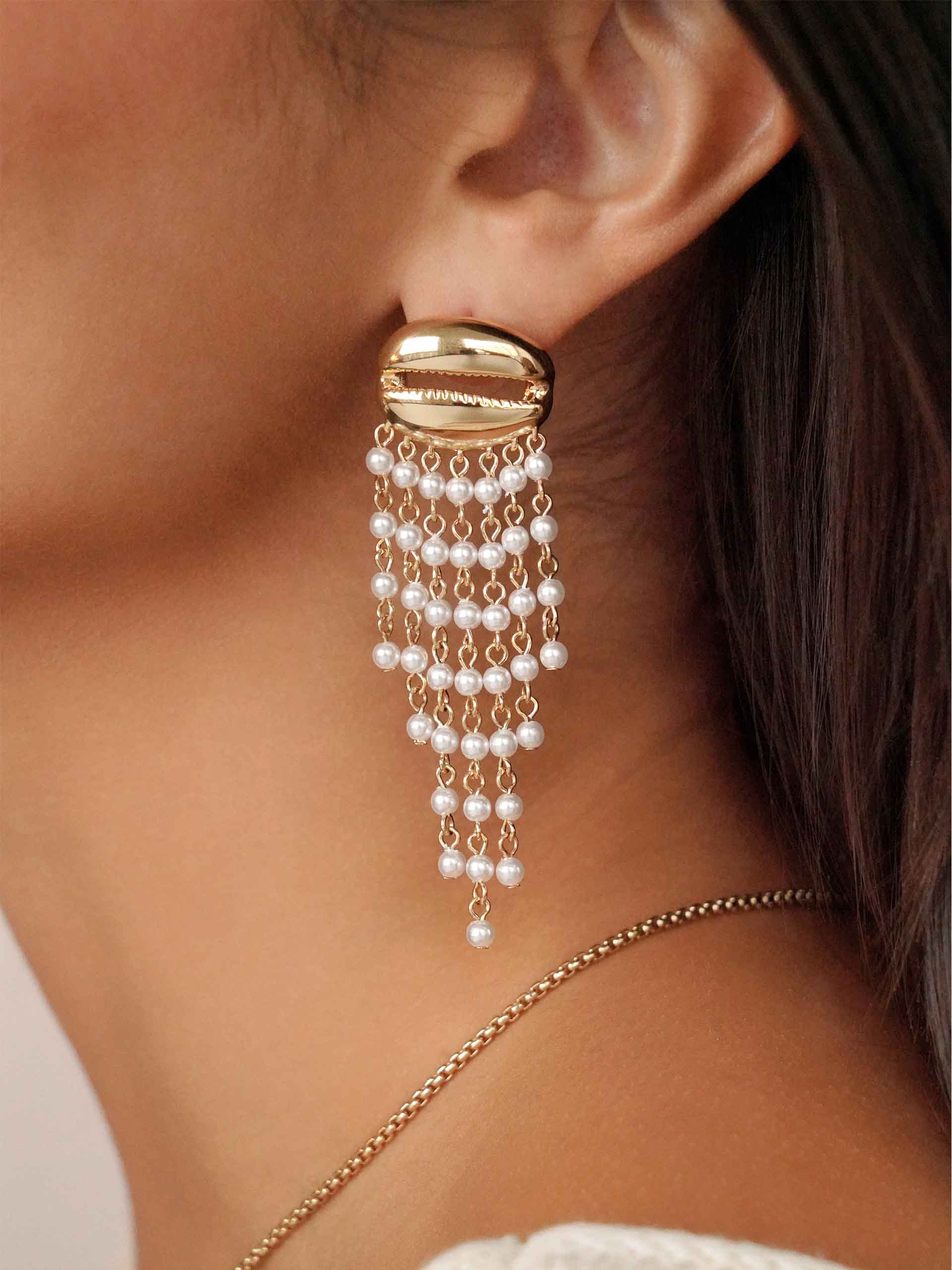 Mykonos Shell Dangle Earrings - Flying Tomato - Earrings - Ettika