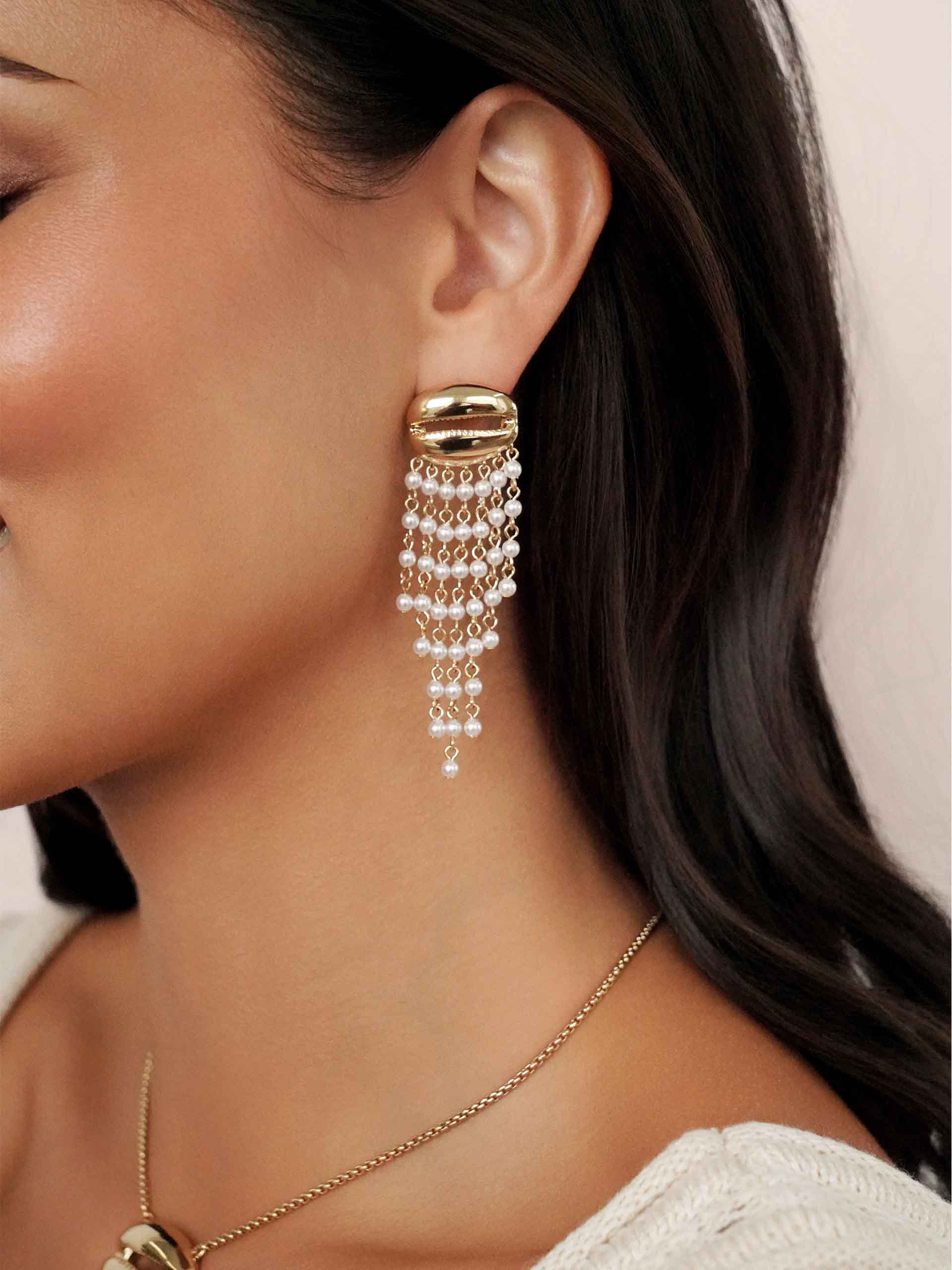 Mykonos Shell Dangle Earrings - Flying Tomato - Earrings - Ettika