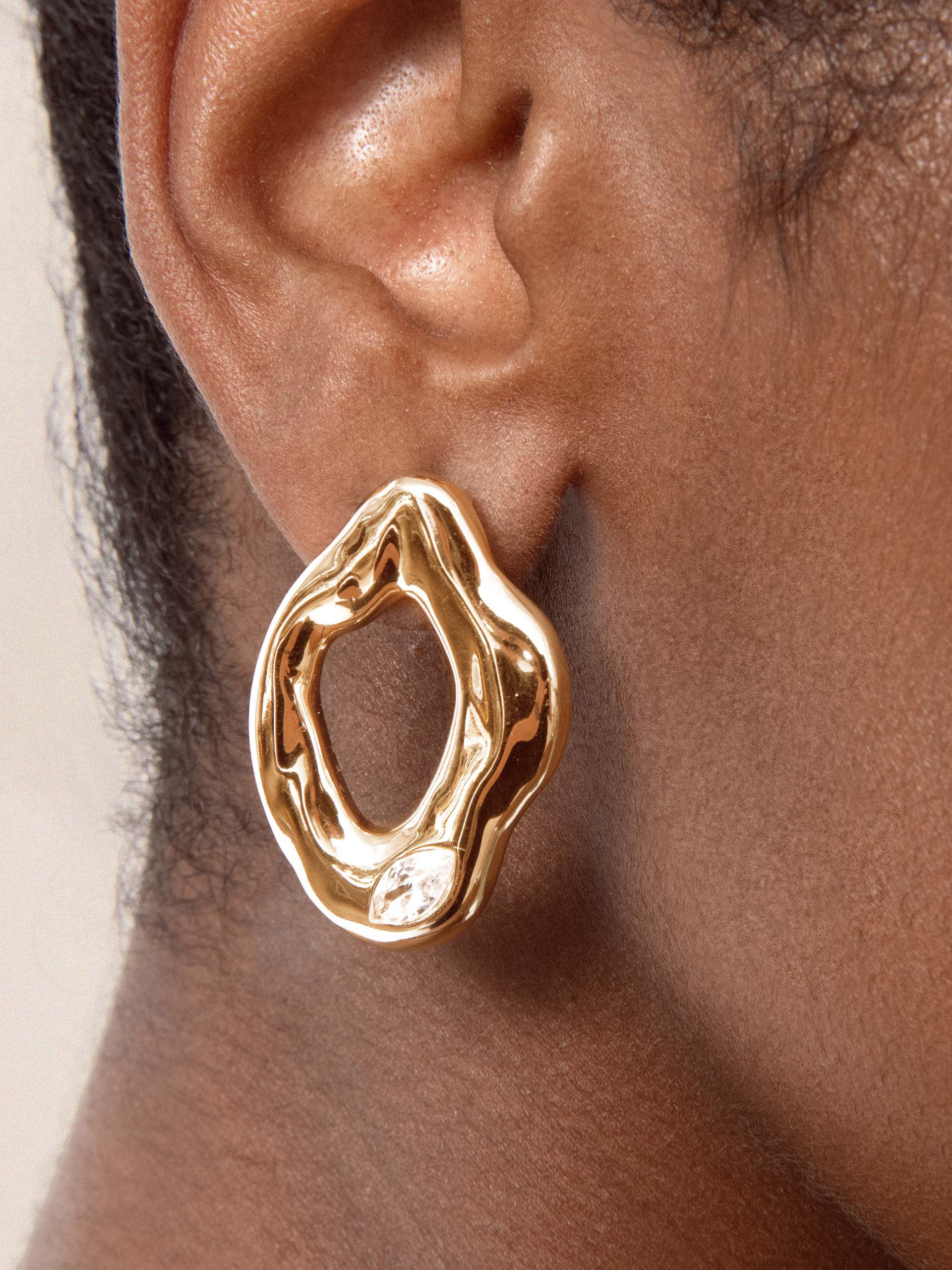 Melting Metal Crystal Earrings.