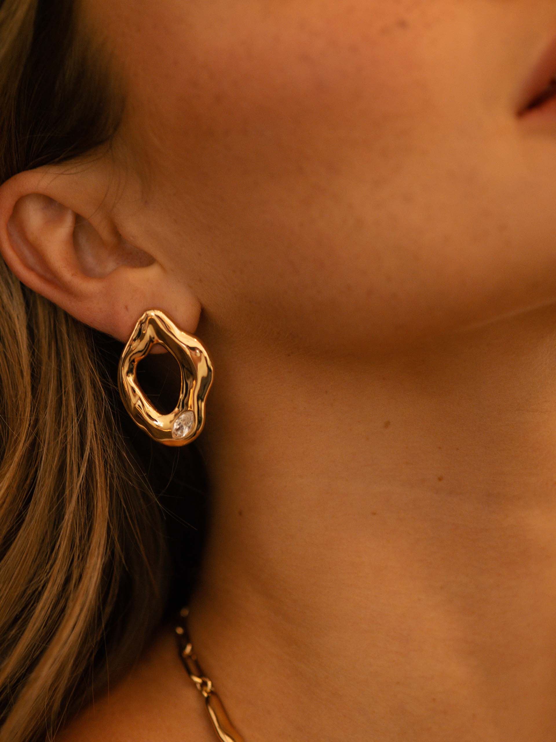 Melting Metal Crystal Earrings.