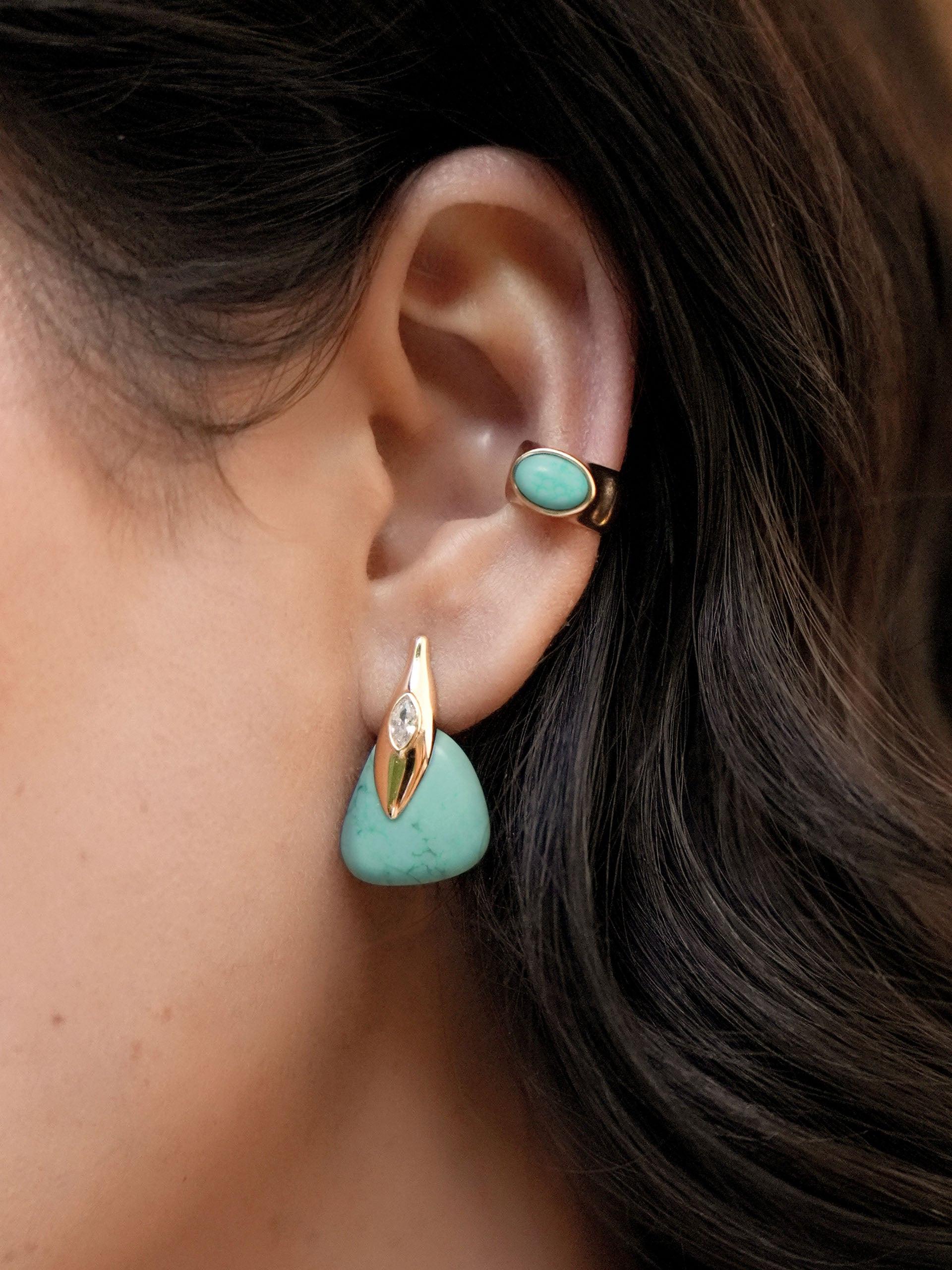Turquoise Solstice Ear Cuff - Flying Tomato - Ear Cuffs - Ettika