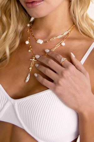 Deep Water Pearl Lariat Necklace - Flying Tomato - Necklaces - Ettika