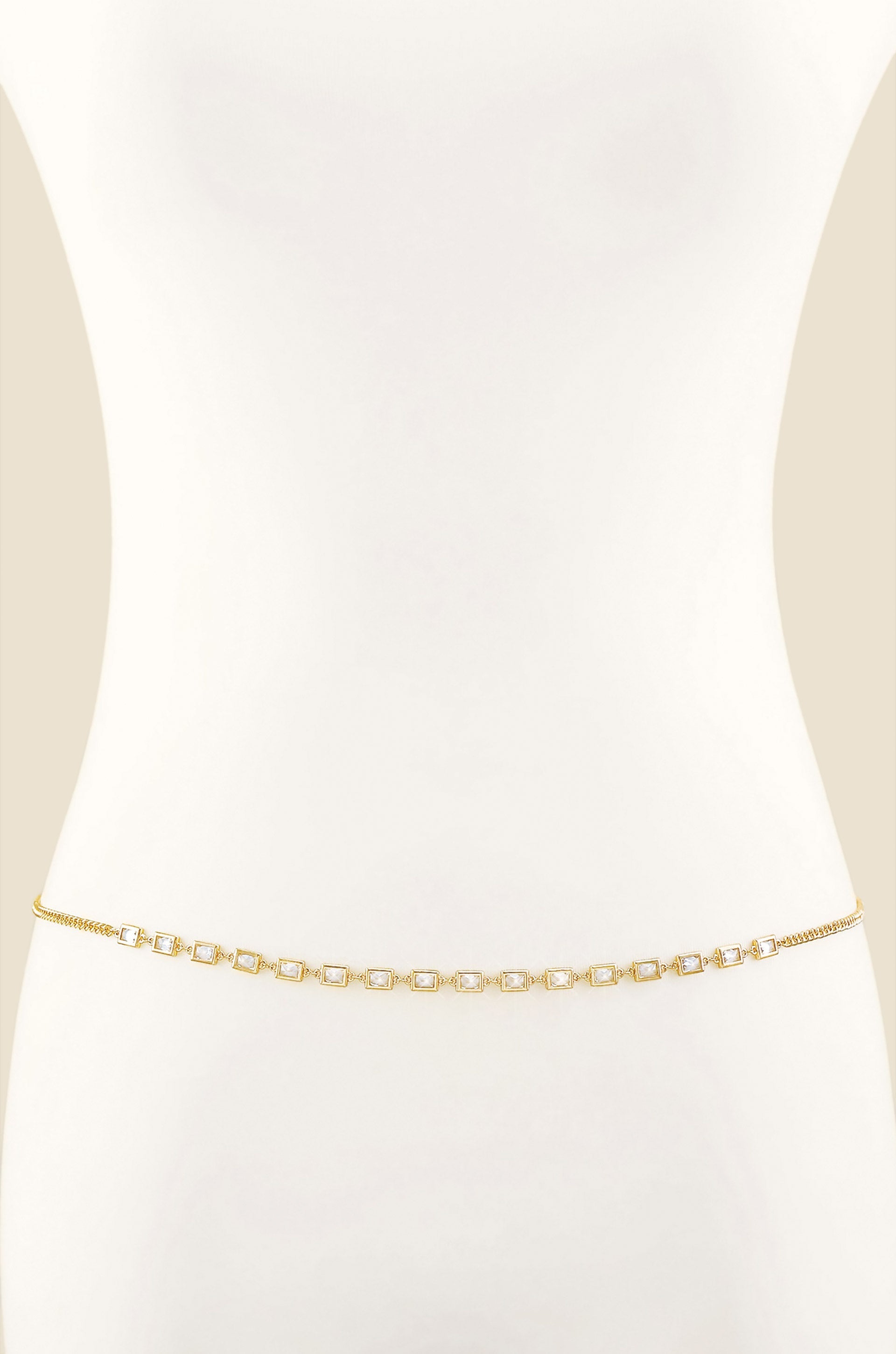 Iris Crystal and Gold Body Chain