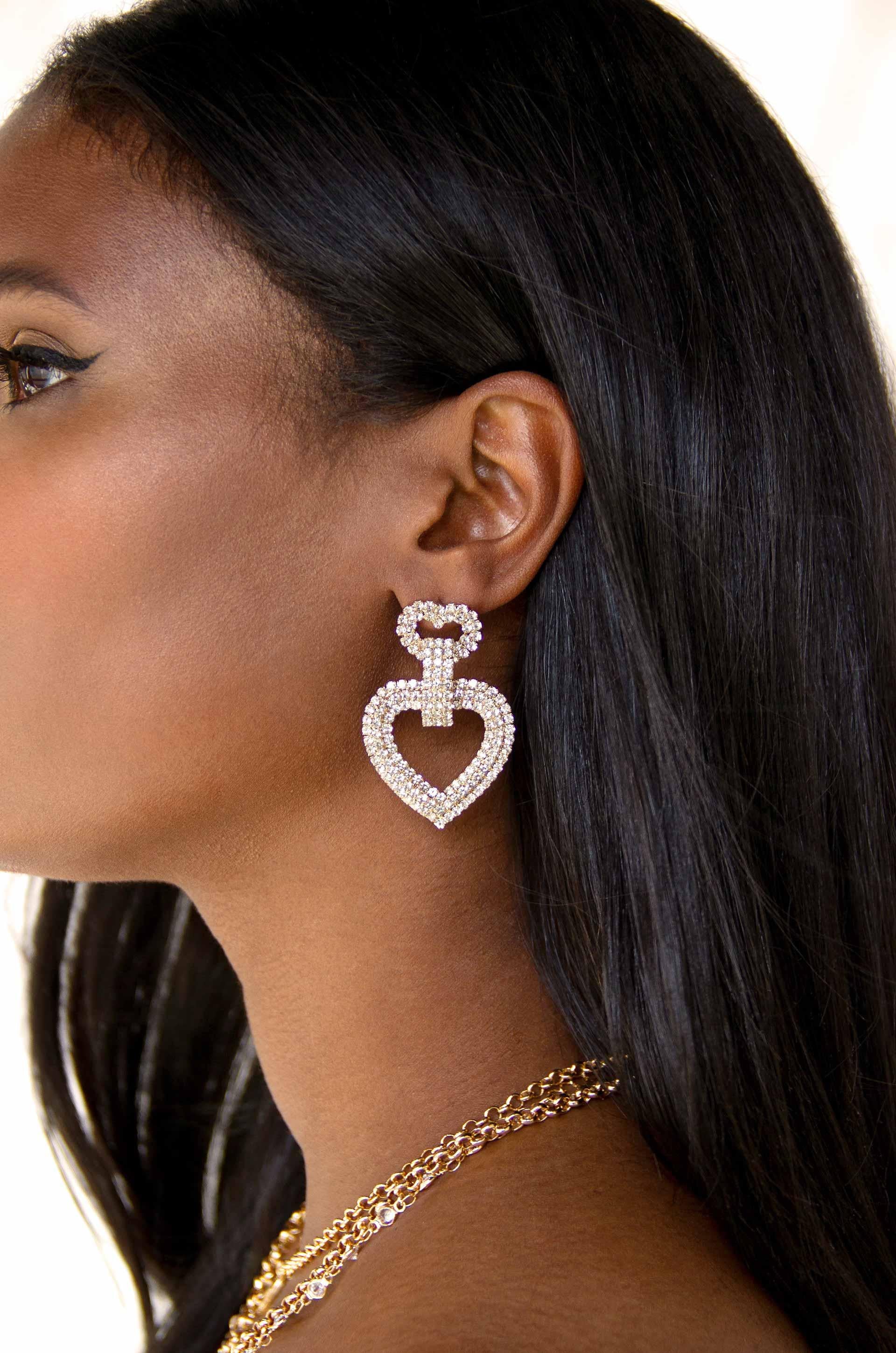 Dove Drop Heart Crystal Earrings.