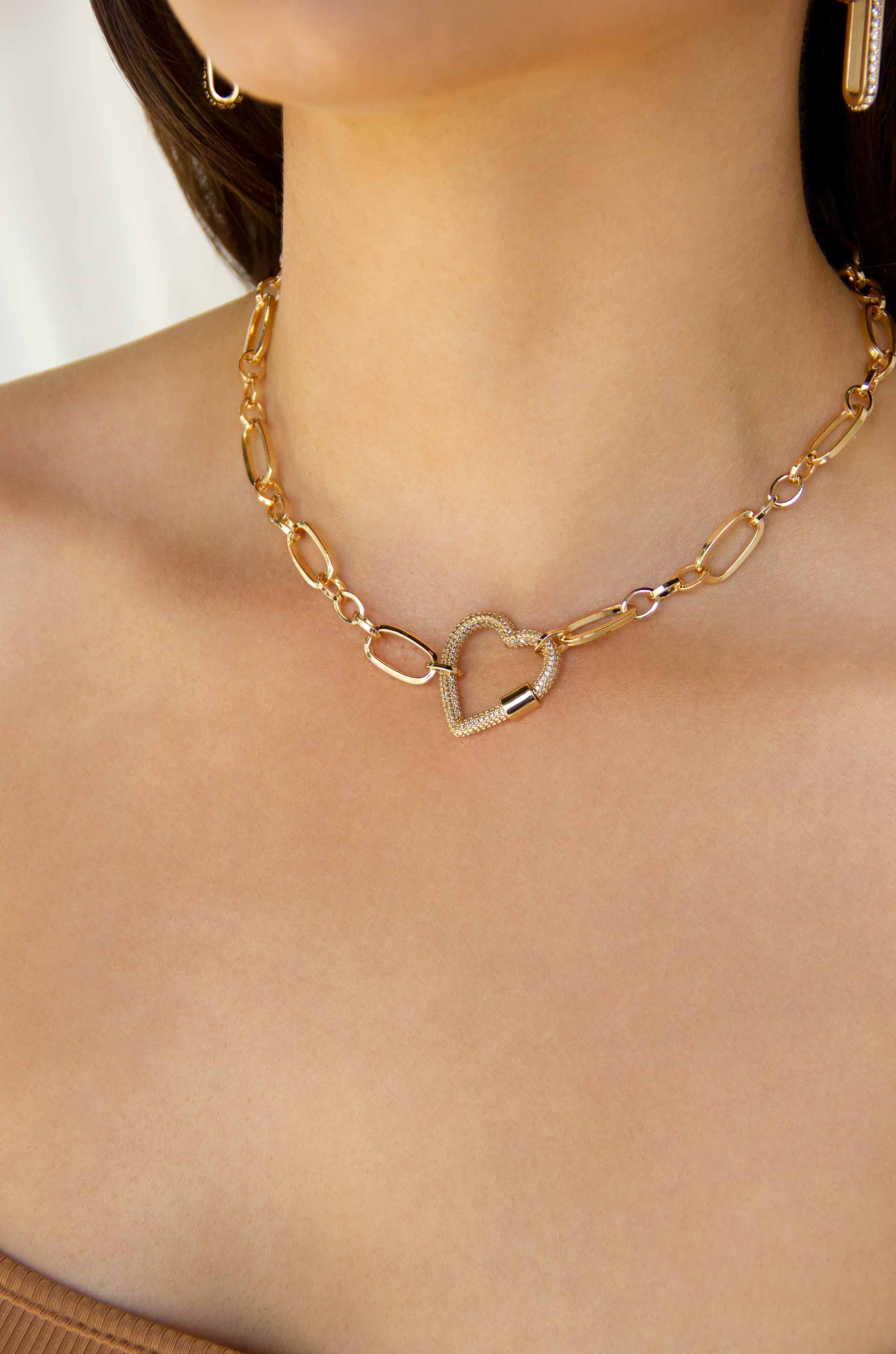 Open Heart Lock Necklace