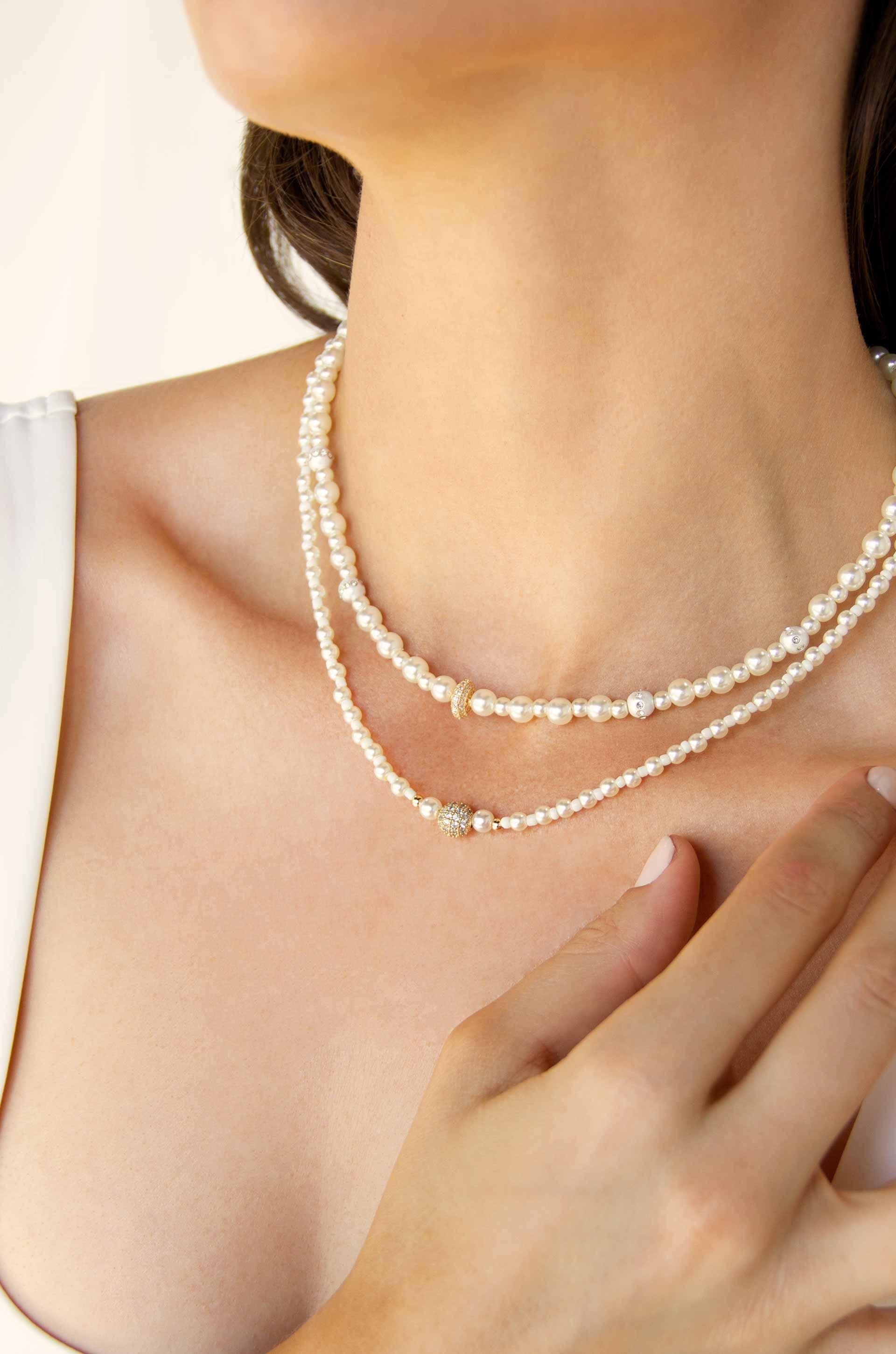 Double Pearl Chain Necklace Set - Flying Tomato - Necklaces - Ettika