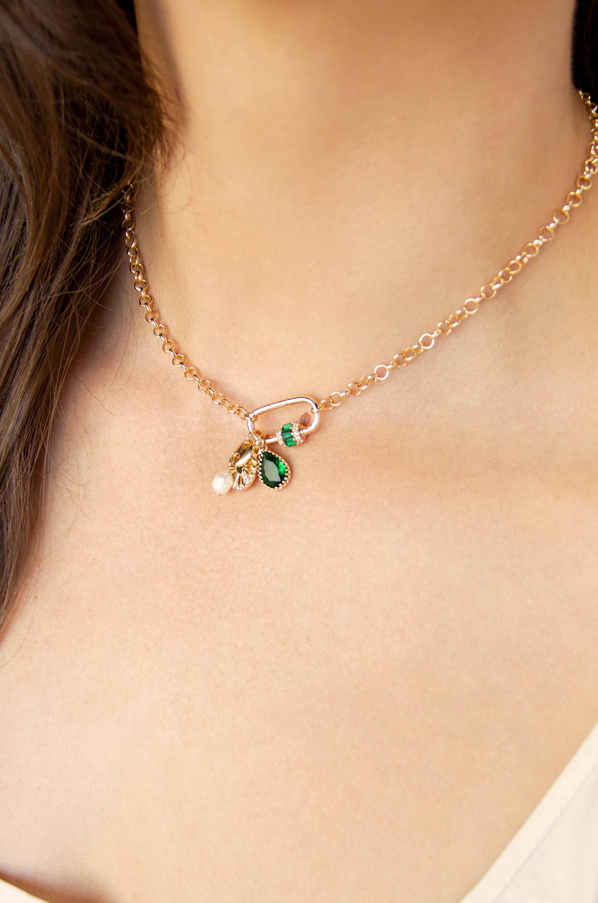 Green Queen Crystal Charm Necklace - Flying Tomato - Necklaces - Ettika