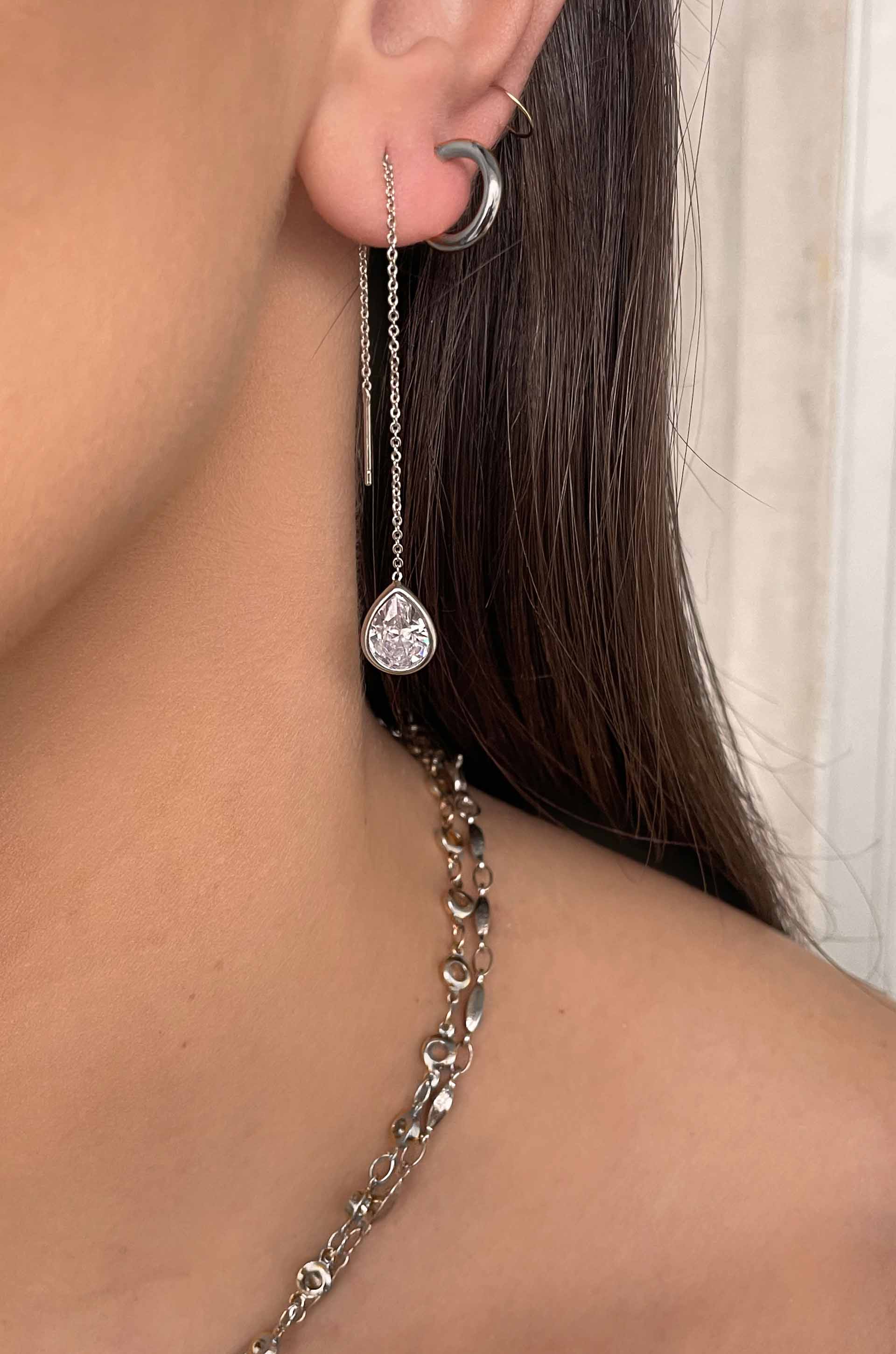 Barely There Chain and Crystal Dangle Earrings