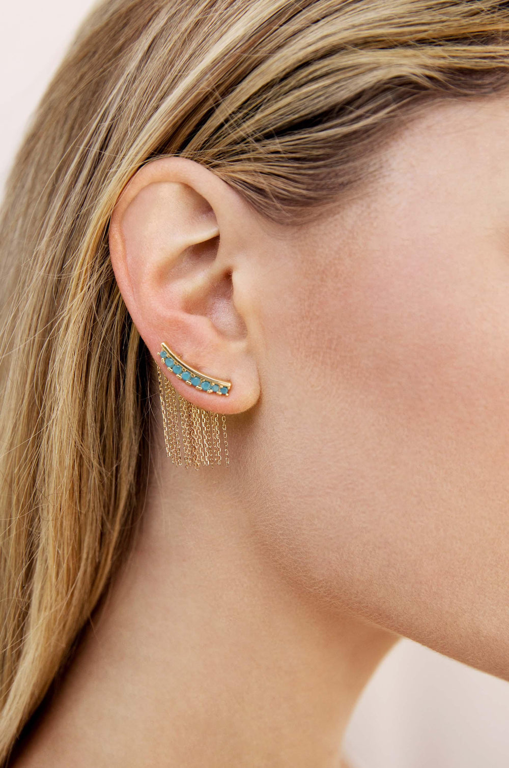 Turquoise Crystal Ear Crawler - Flying Tomato - Earrings - Ettika