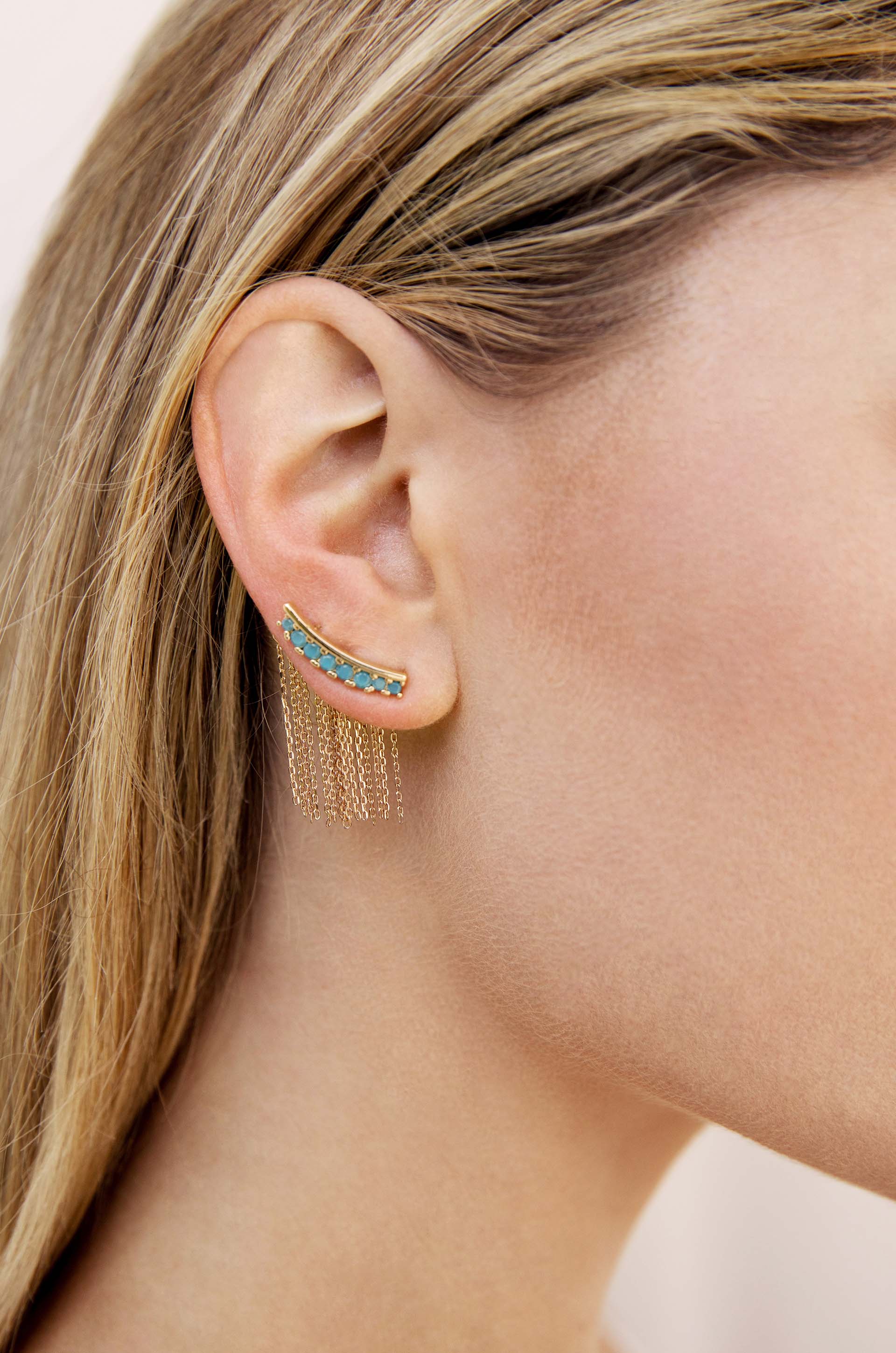 Turquoise Crystal Ear Crawler - Flying Tomato - Earrings - Ettika