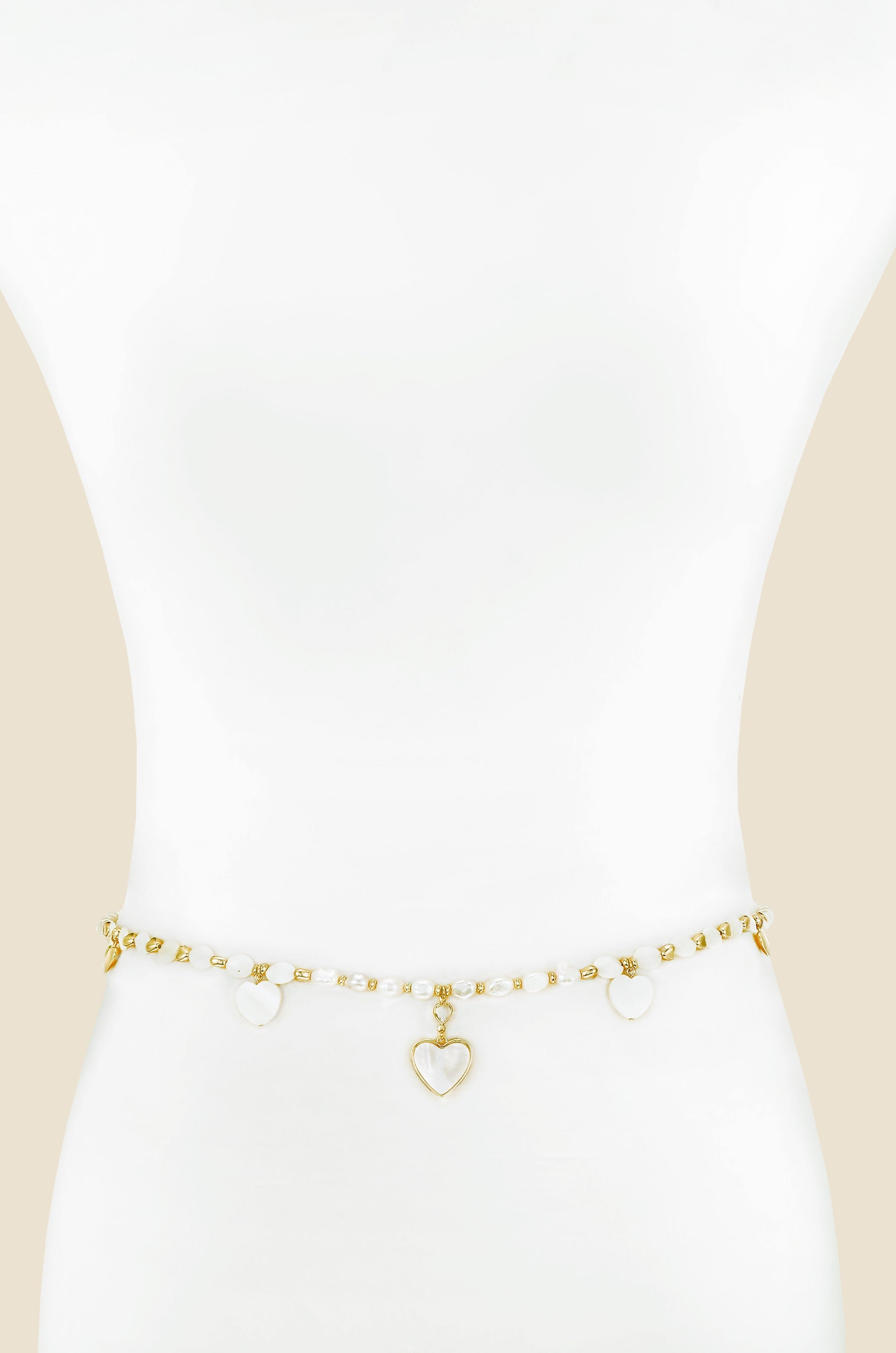 Pearl and Heart Charm Body Chain