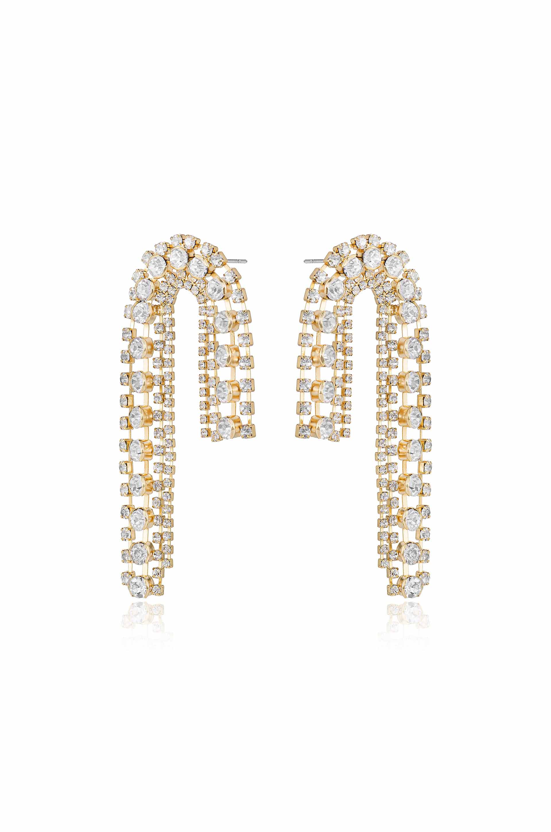 Crystal Arch Chain Statement Earrings