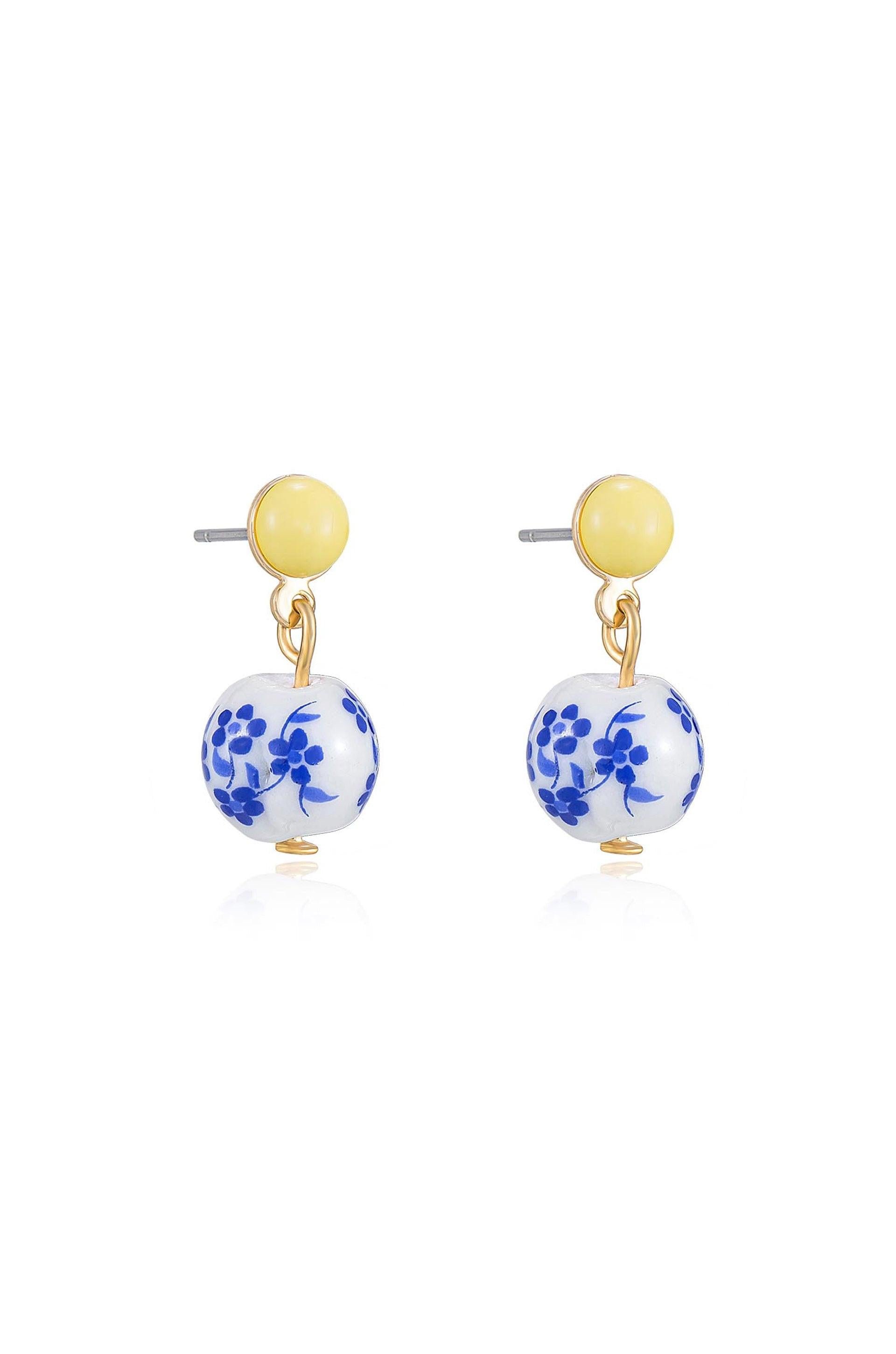 Indigo Floral Drop Earrings.