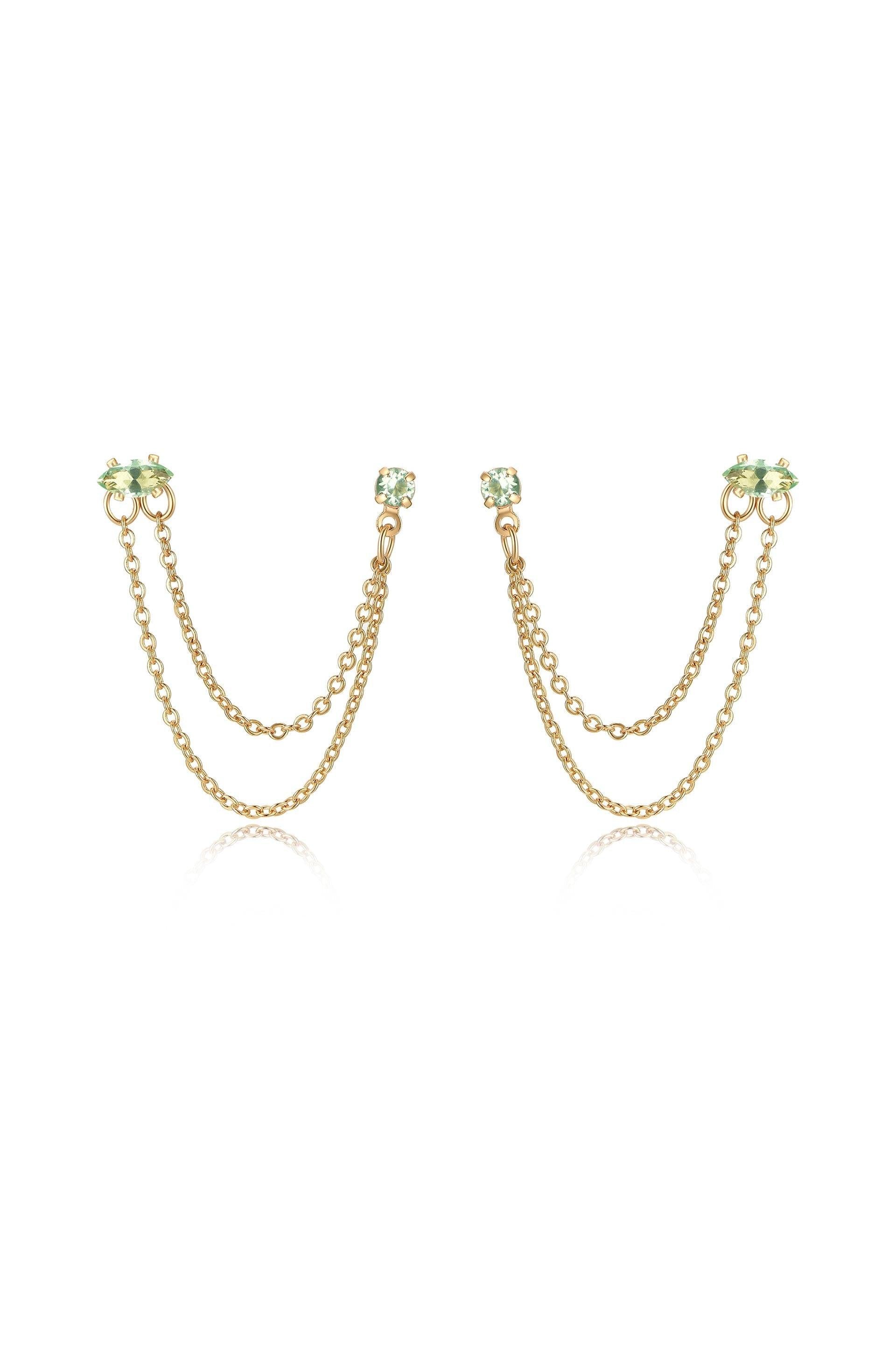 Double Piercing Chain Dangle Earrings - Flying Tomato - Earrings - Ettika