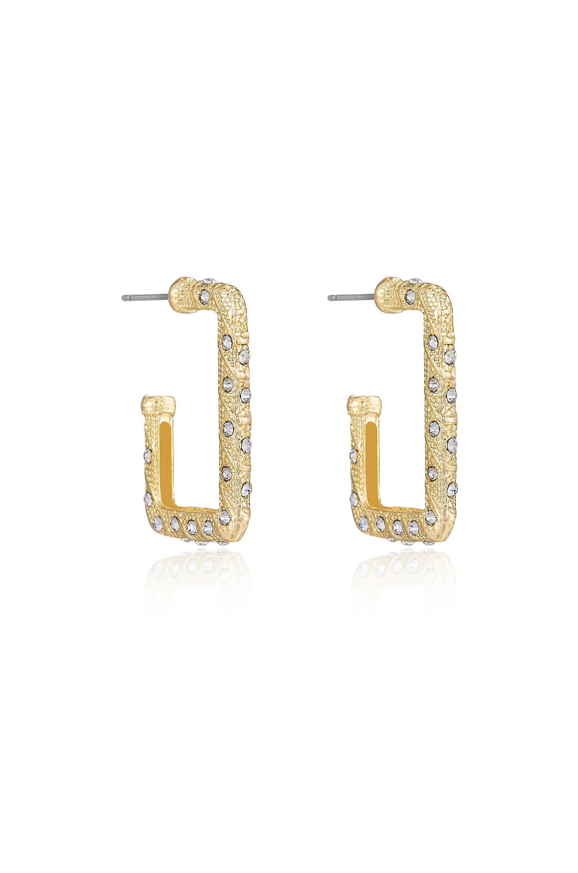 Crystal Studded Rectangle Earrings