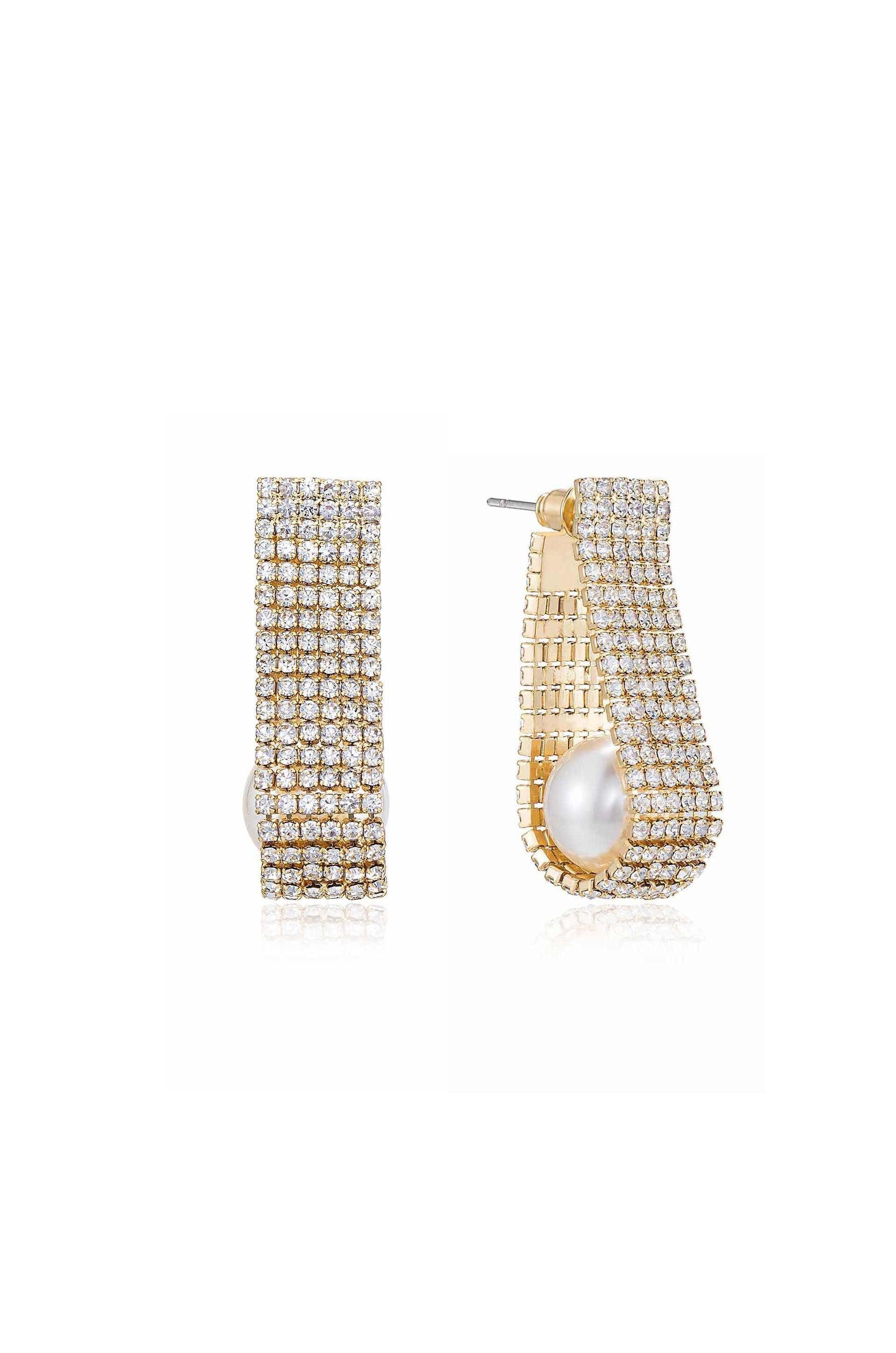 Swaddled Pearl Crystal Teardrop Earrings - Flying Tomato - Earrings - Ettika